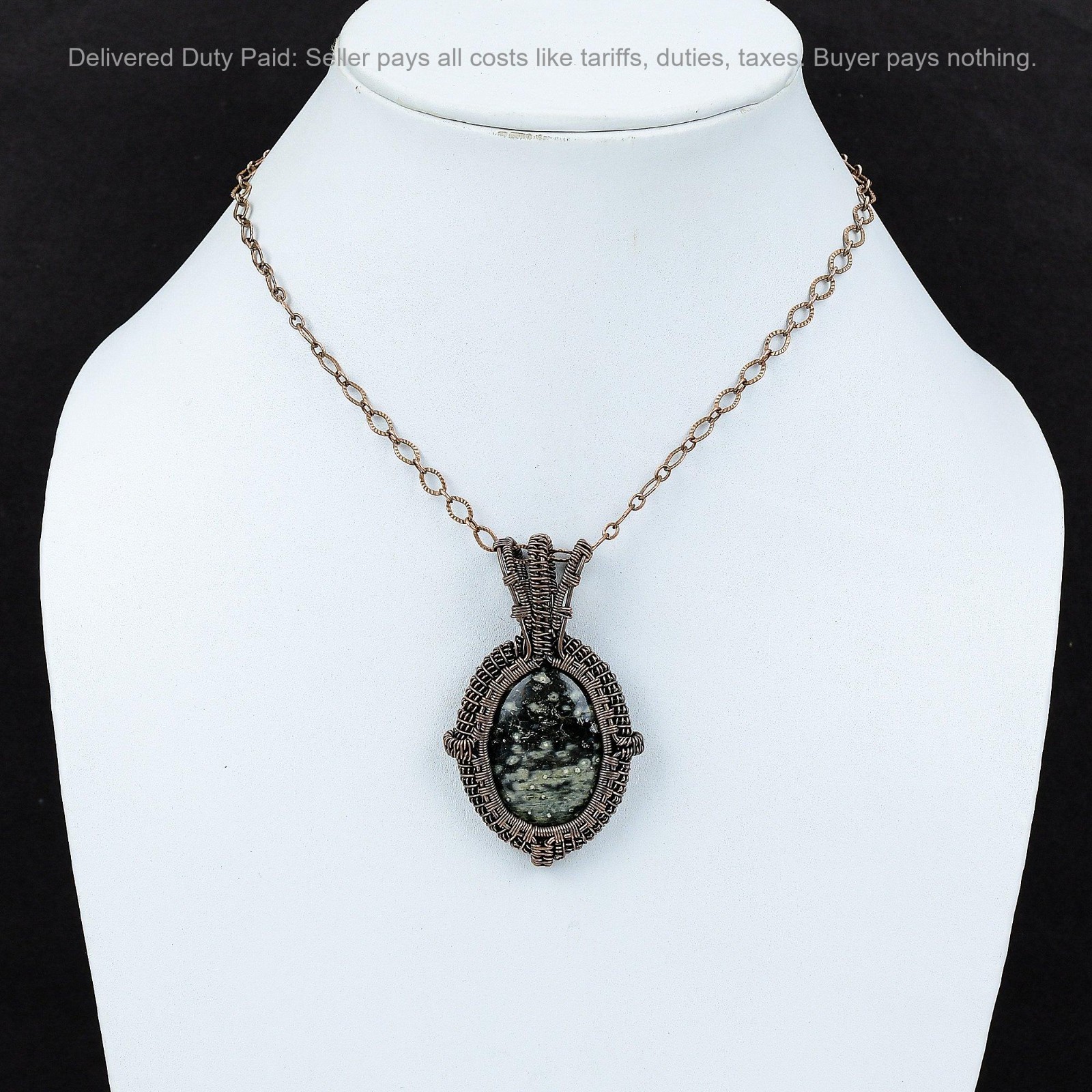 Copper Ocean Jasper Stone Handmade Wedding Birthday Wire Wrapped Pendant Jewelry