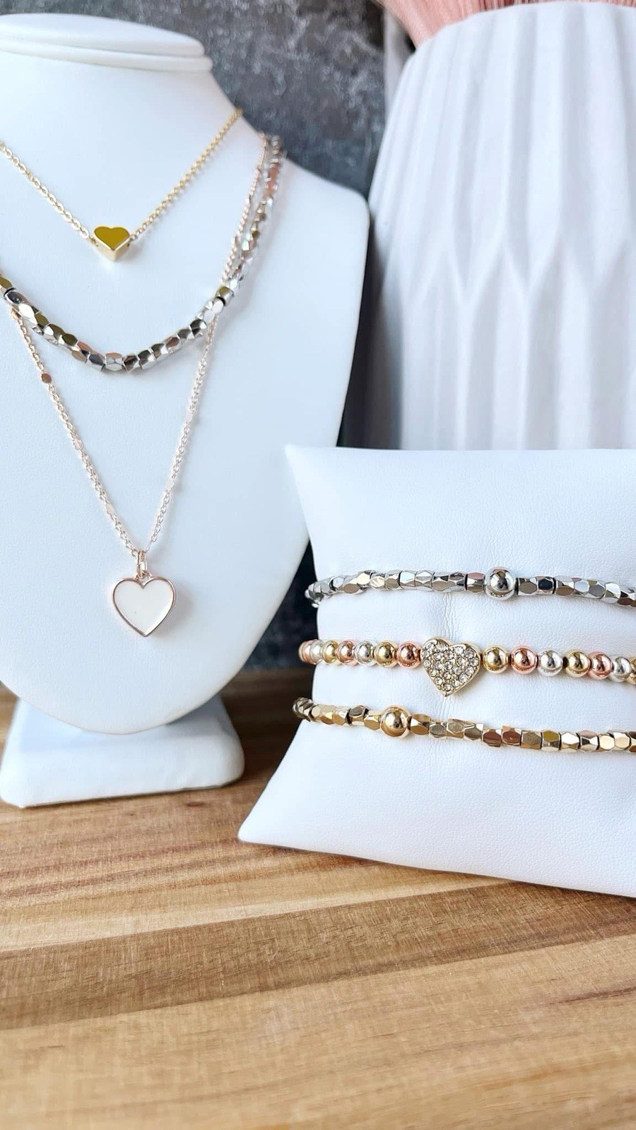 Park Lane LOVEY Gold Silver Rose Gold Bead Stretch Bracelet Retail $38