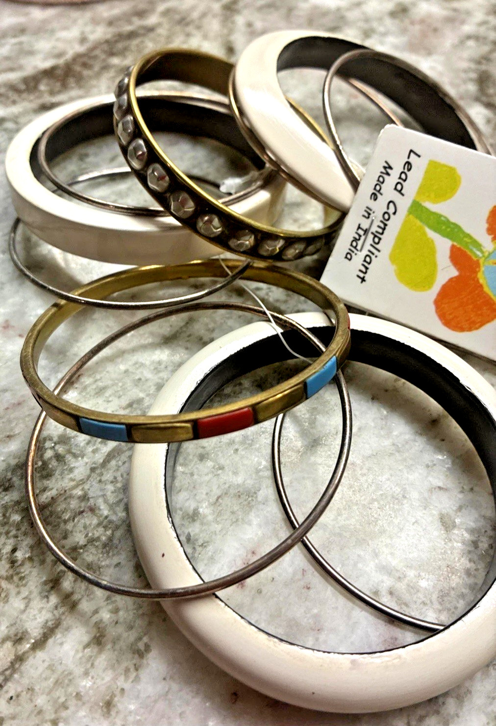 Antika Collection Bangle Bracelets Set of 11 Acrylic 9.5” India New Sealed