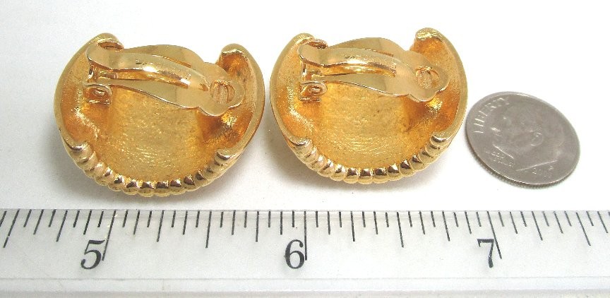 GIVENCHY Gold Plate Ribbed Half Hoop Earrings 28.7 grams 1” Paris & New York