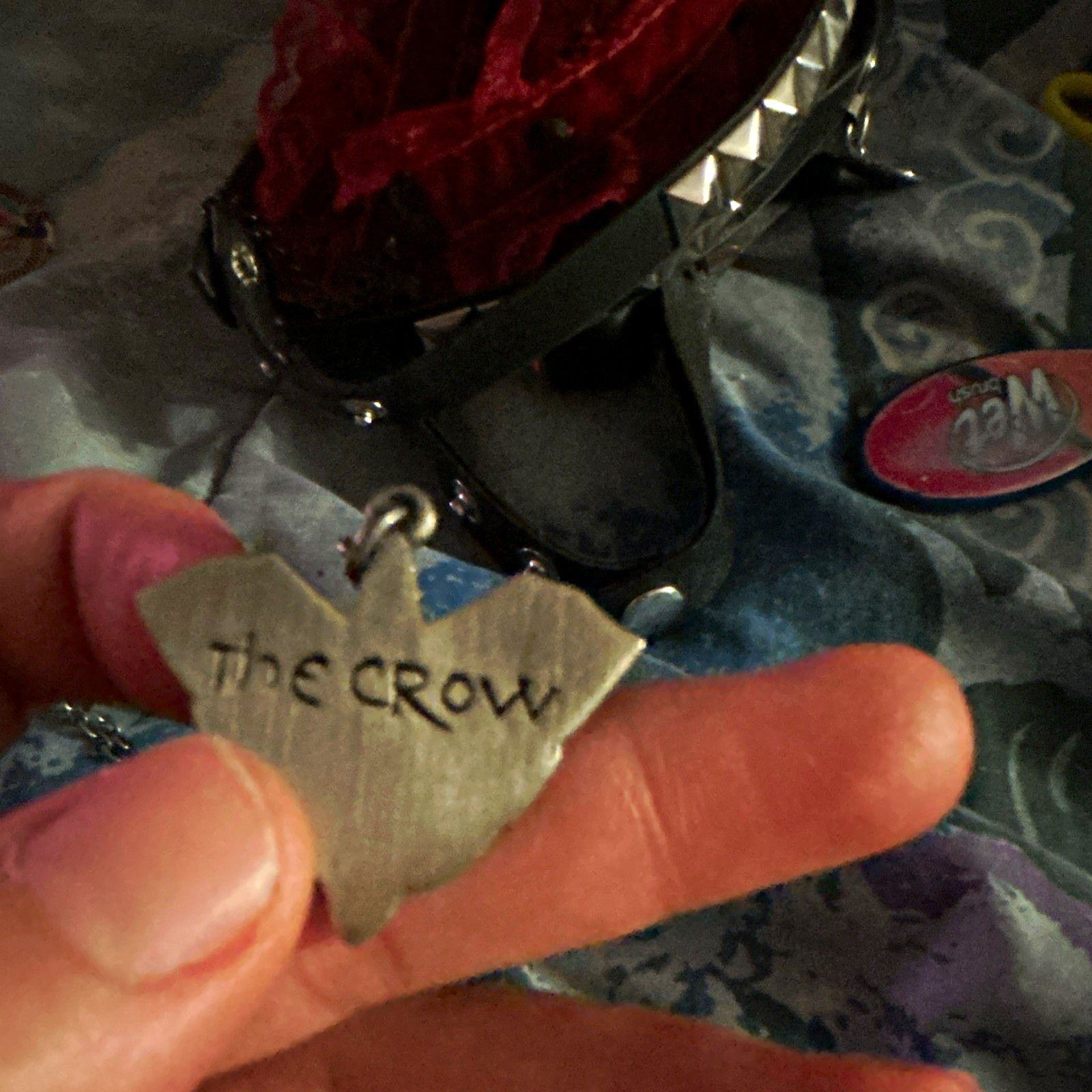 Silver Metal Engraved Heart Charm Pendant Cable Chain Necklace “The Crow”