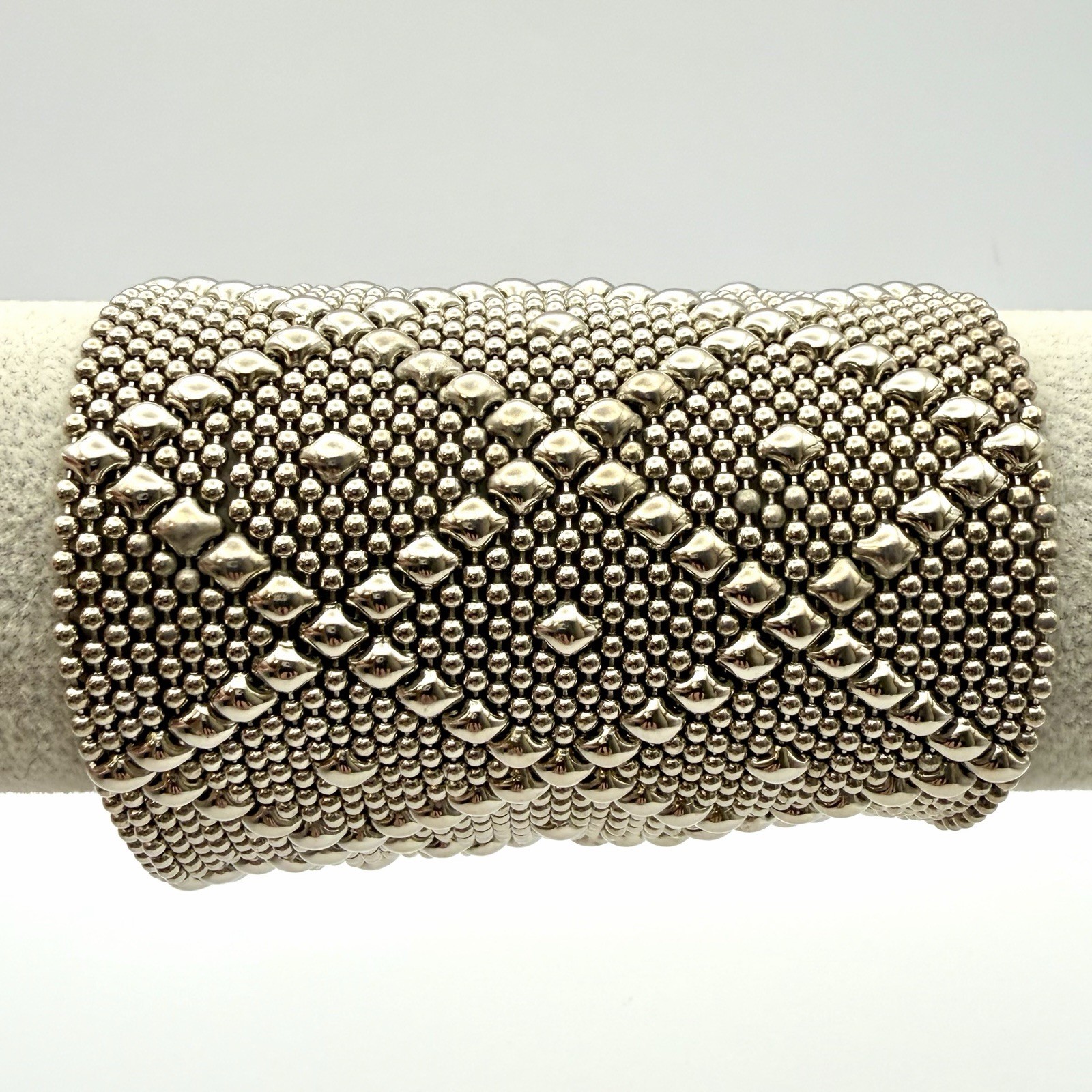Vintage 1990s SG Liquid Metal Sergio Gutierrez B11-AS Wide Cuff Bracelet 7 Inch