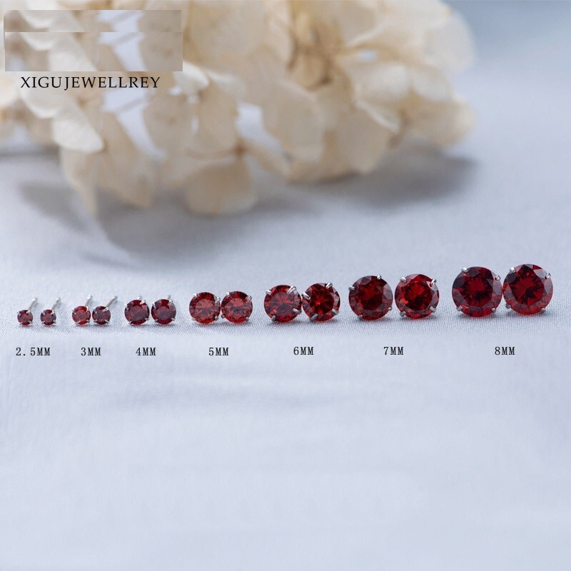 GENUINE SOLID 925 STERLING SILVER CUBIC ZIRCONIA STUD EARRINGS 2-8mm WOMEN PE24
