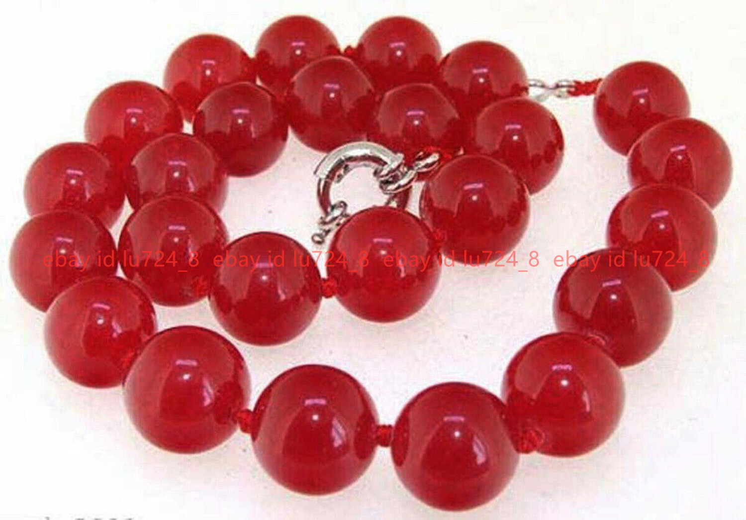 16″ 18″ 22″ 24″ Big 12/ 14mm Genuine Red Jade Gemstones Round Beads Necklace AAA