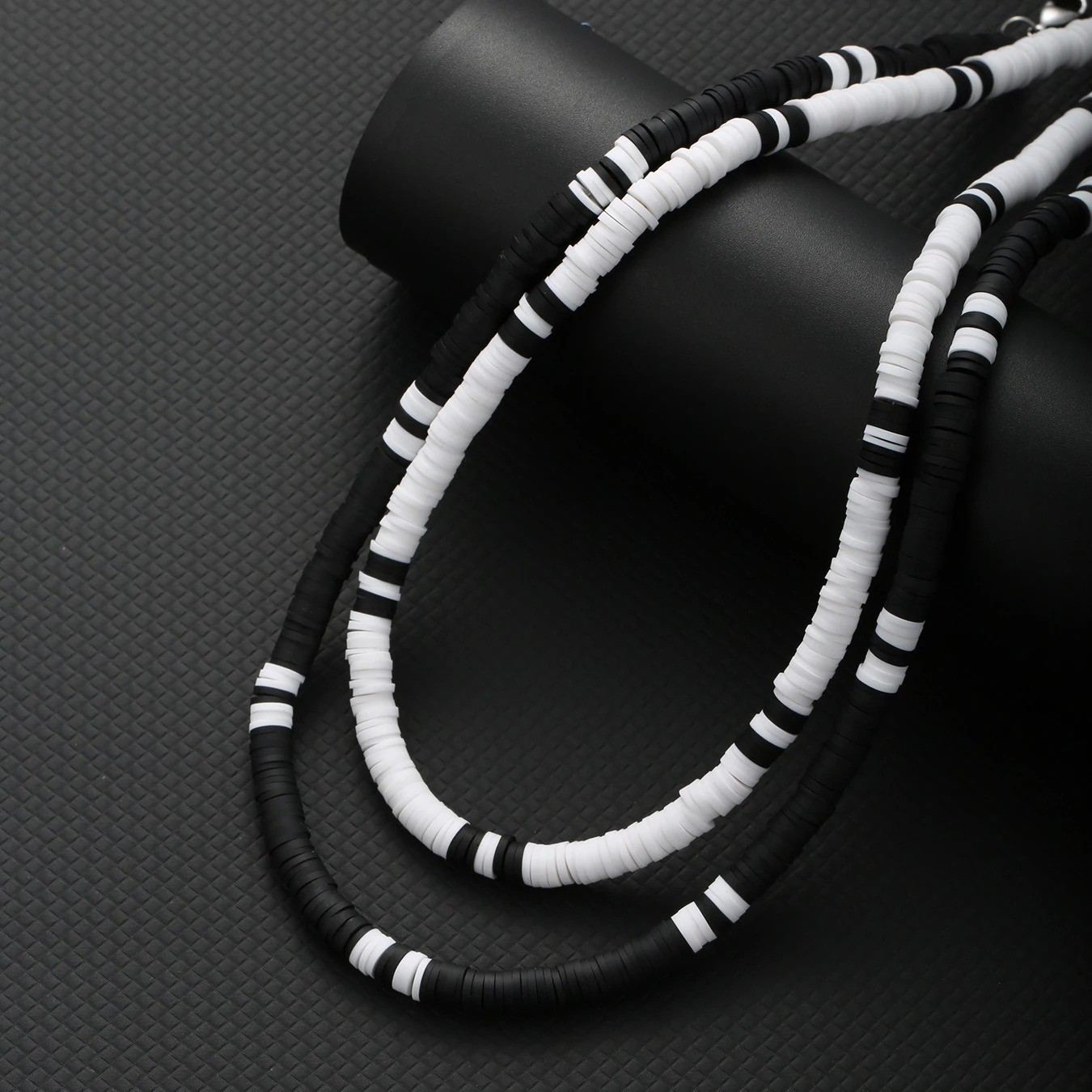Bohemia Polymer Beads Necklace for Men Women Black White Collar Jewelry