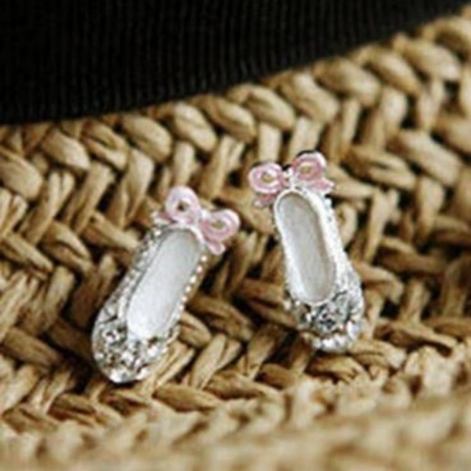 Ballet Slipper Shoe Post Earrings
