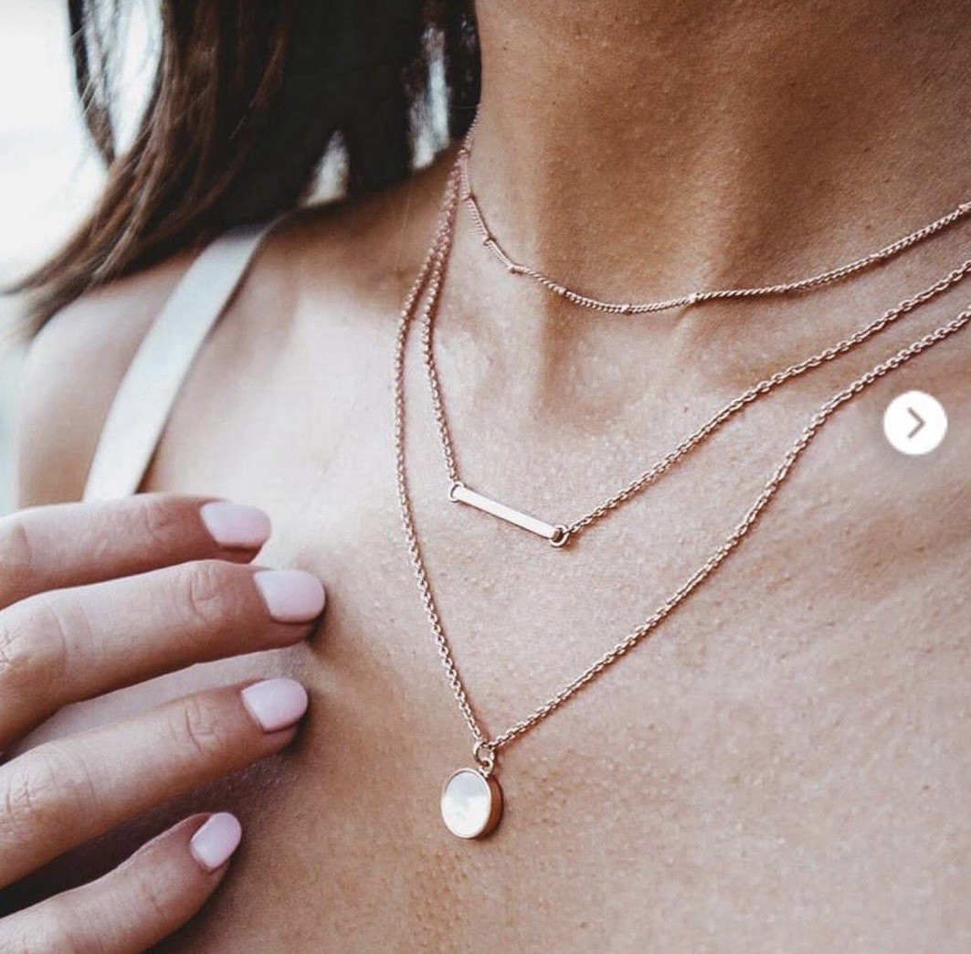 Pura Vida Multi Necklace Set- Rose Gold w/ Mother of Pearl- 18”