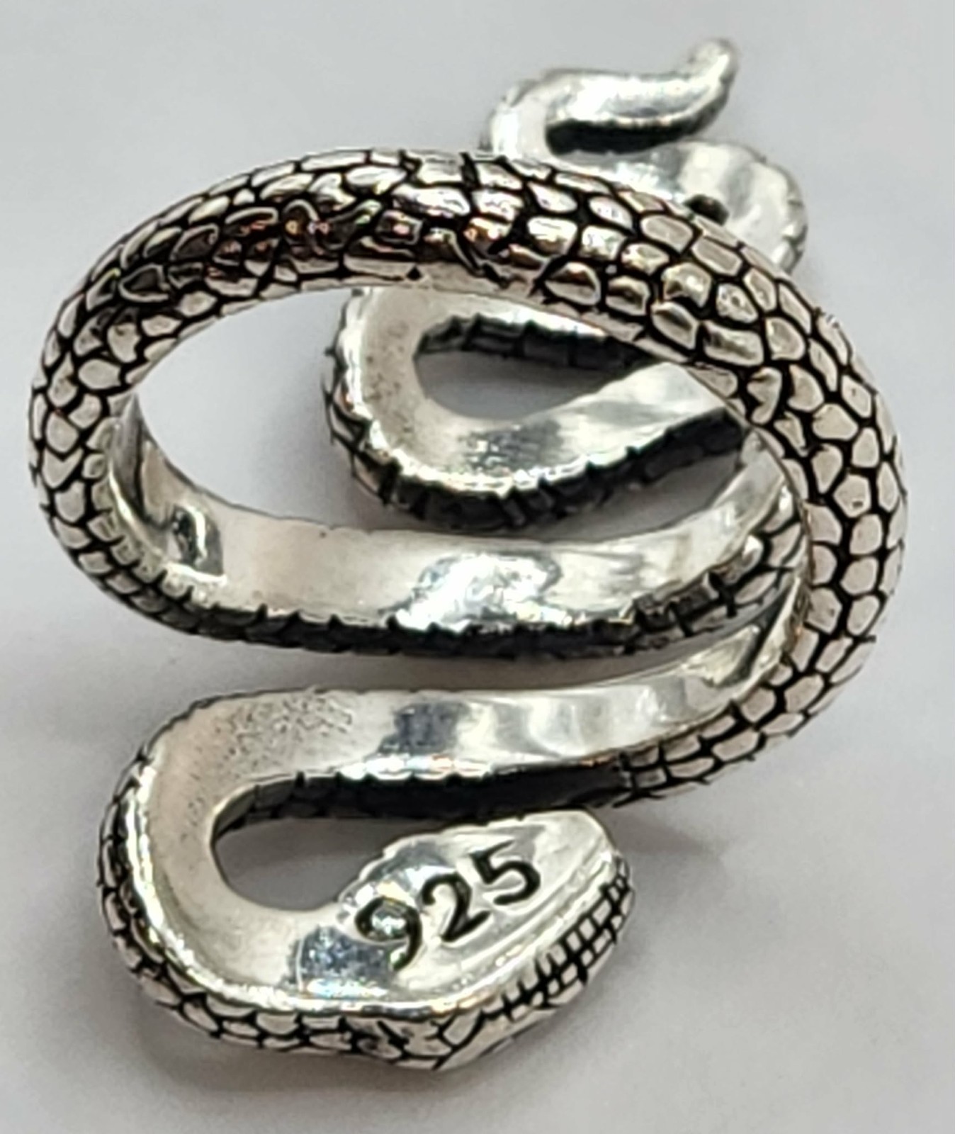Rare Silver Snake Serpent Ring In Gothic Style Size 8.5 US