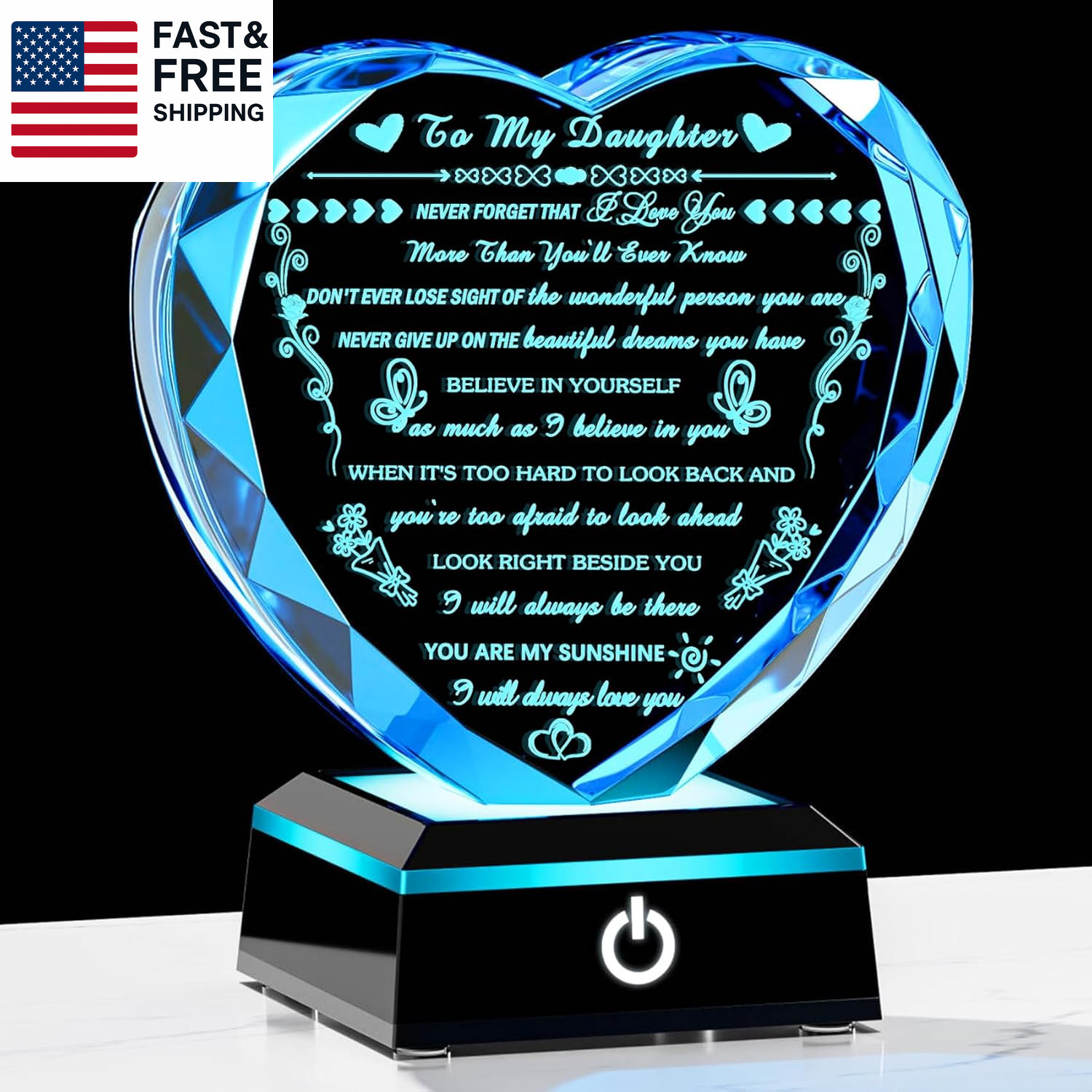 Daughter Gifts with Colorful LED Base, Daughter Birthday Gifts Adult from Mom D