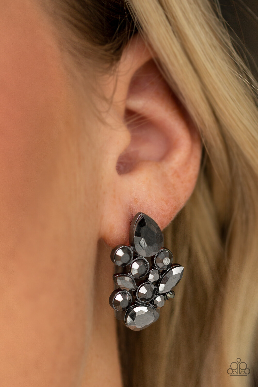 Galaxy Glimmer Black hematite Stud Post back Paparazzi Earring