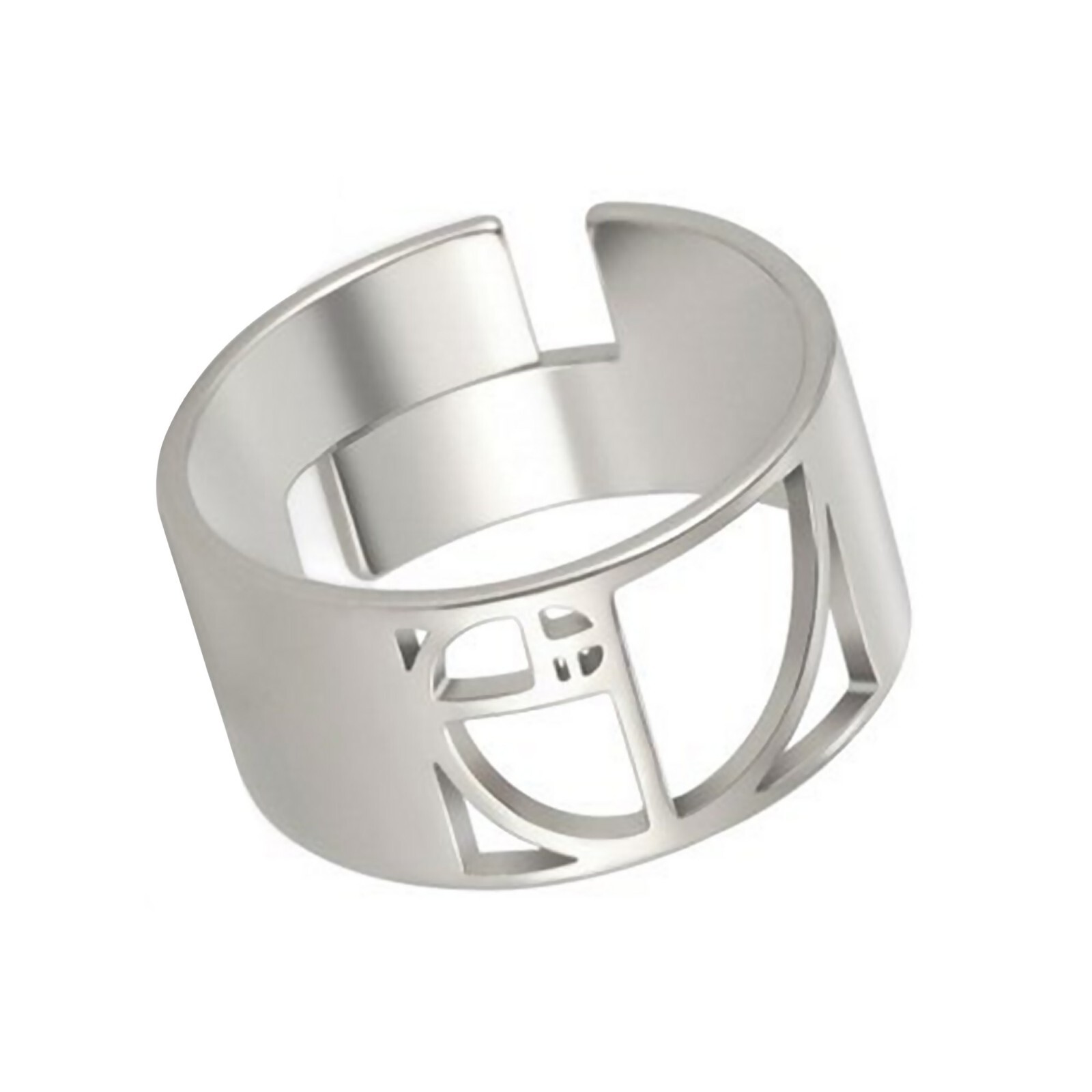 Fibonacci Spiral Ring Silver Stainless Steel Math Sequence Sacred Geometry Band