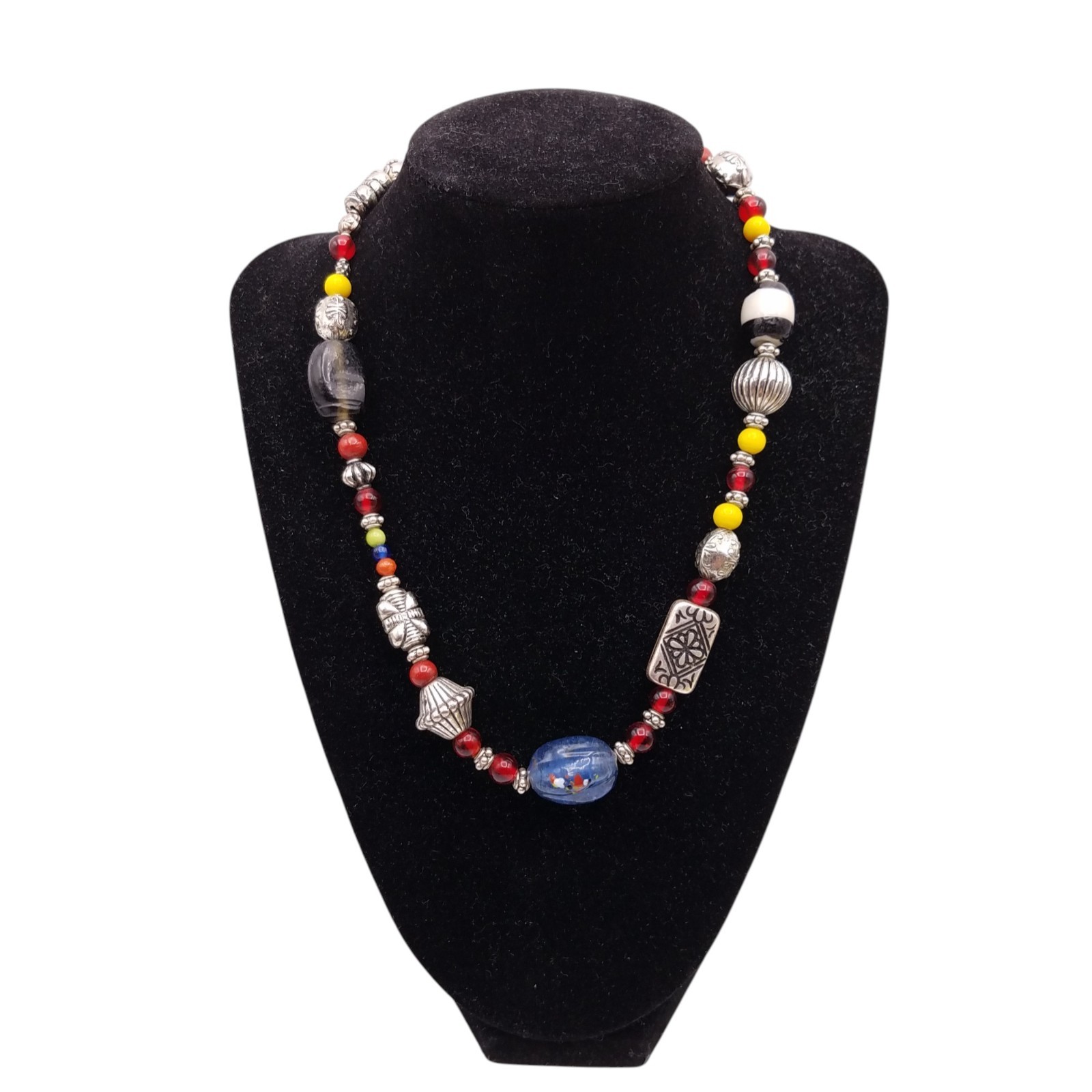 Necklace Glass Plastic Beads Multicolor Statement Chunky Bohemian Boho