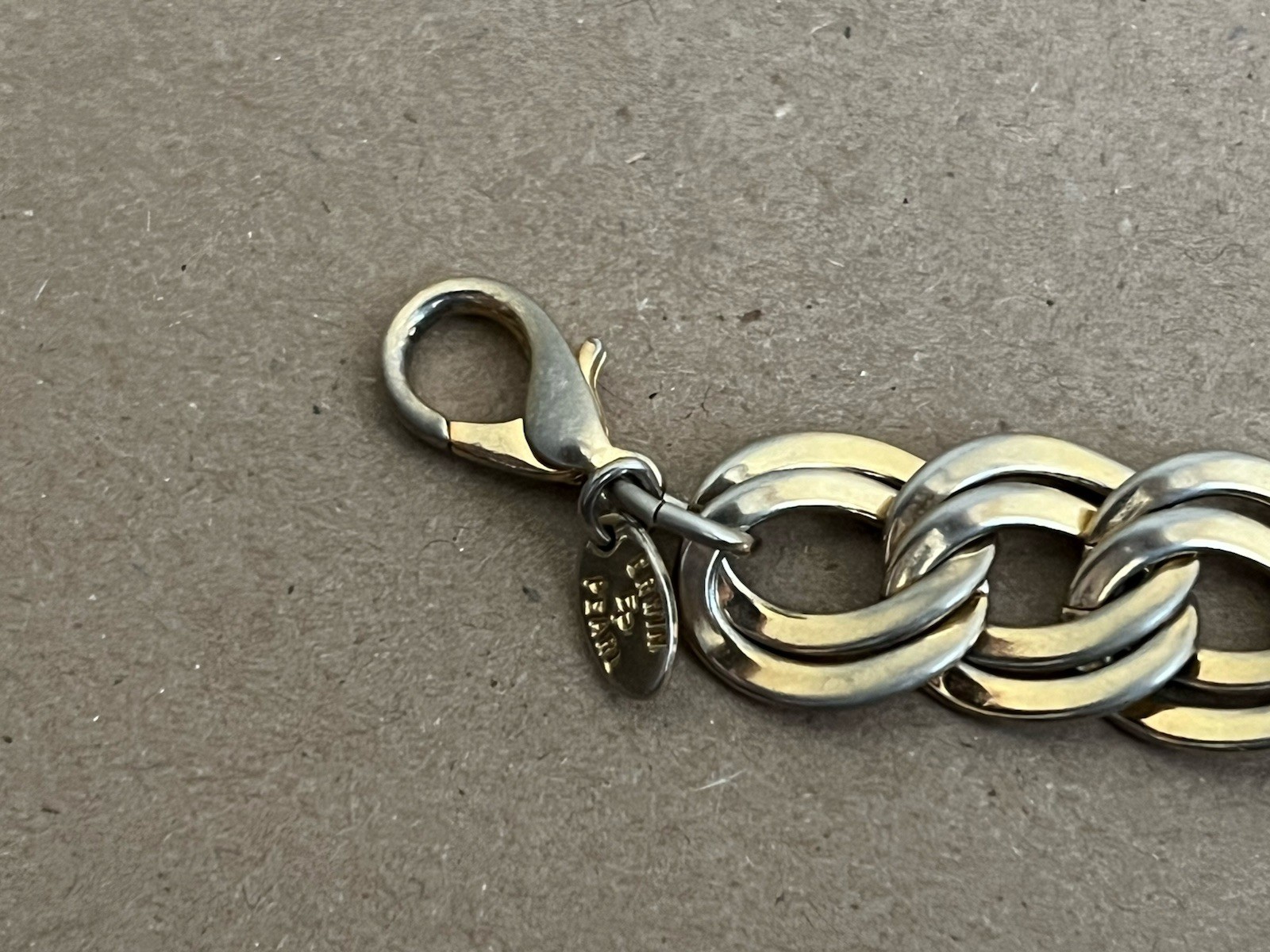 EP Erwin Pearl Metal Bracelet Gold-Toned Double Chain VTG Lobster Hook Brassy