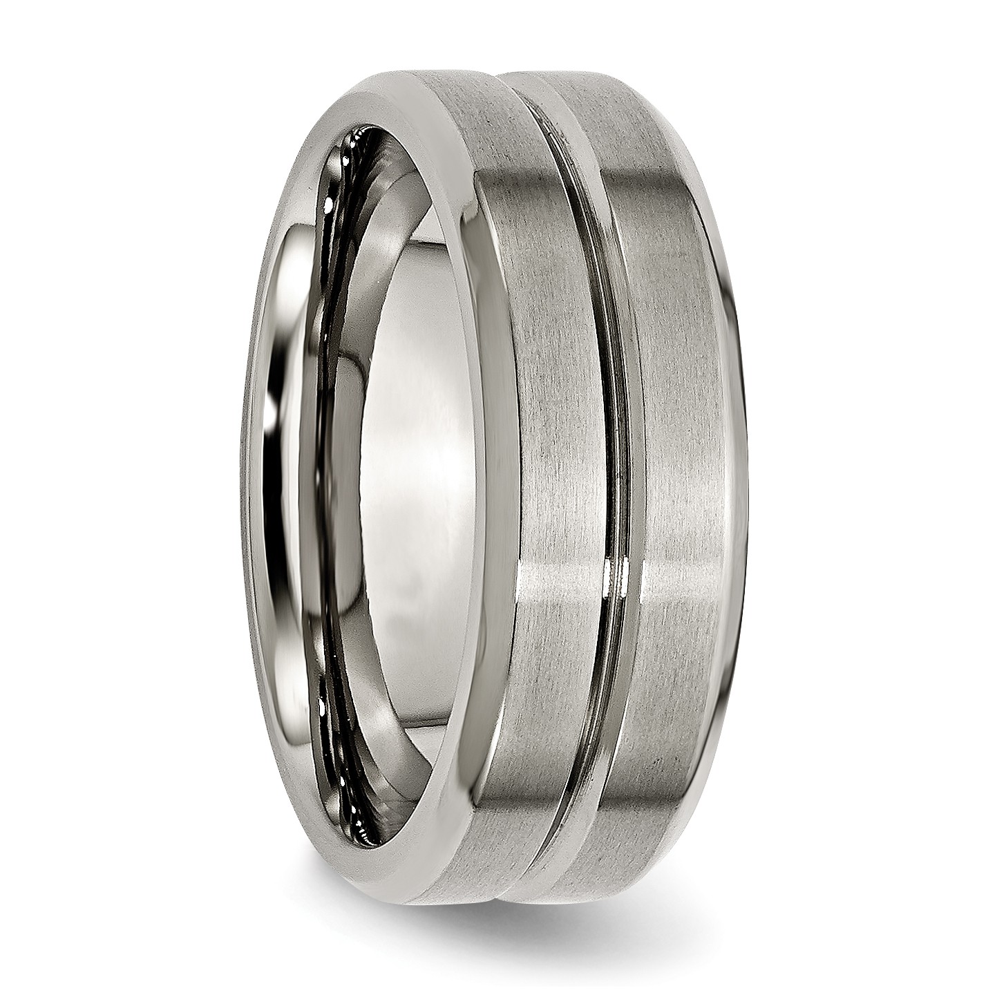 Titanium Grooved Beveled Edge 8mm Brushed and Polished Band TB171
