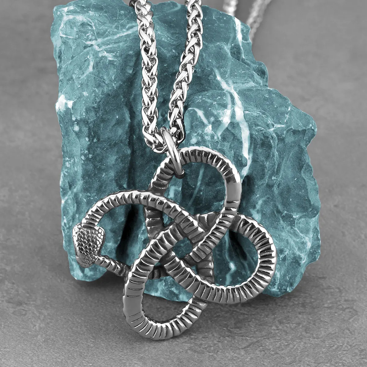 Stainless Steel Animal Snake Pendant Men Women Gothic Punk Hip Hop Handmade