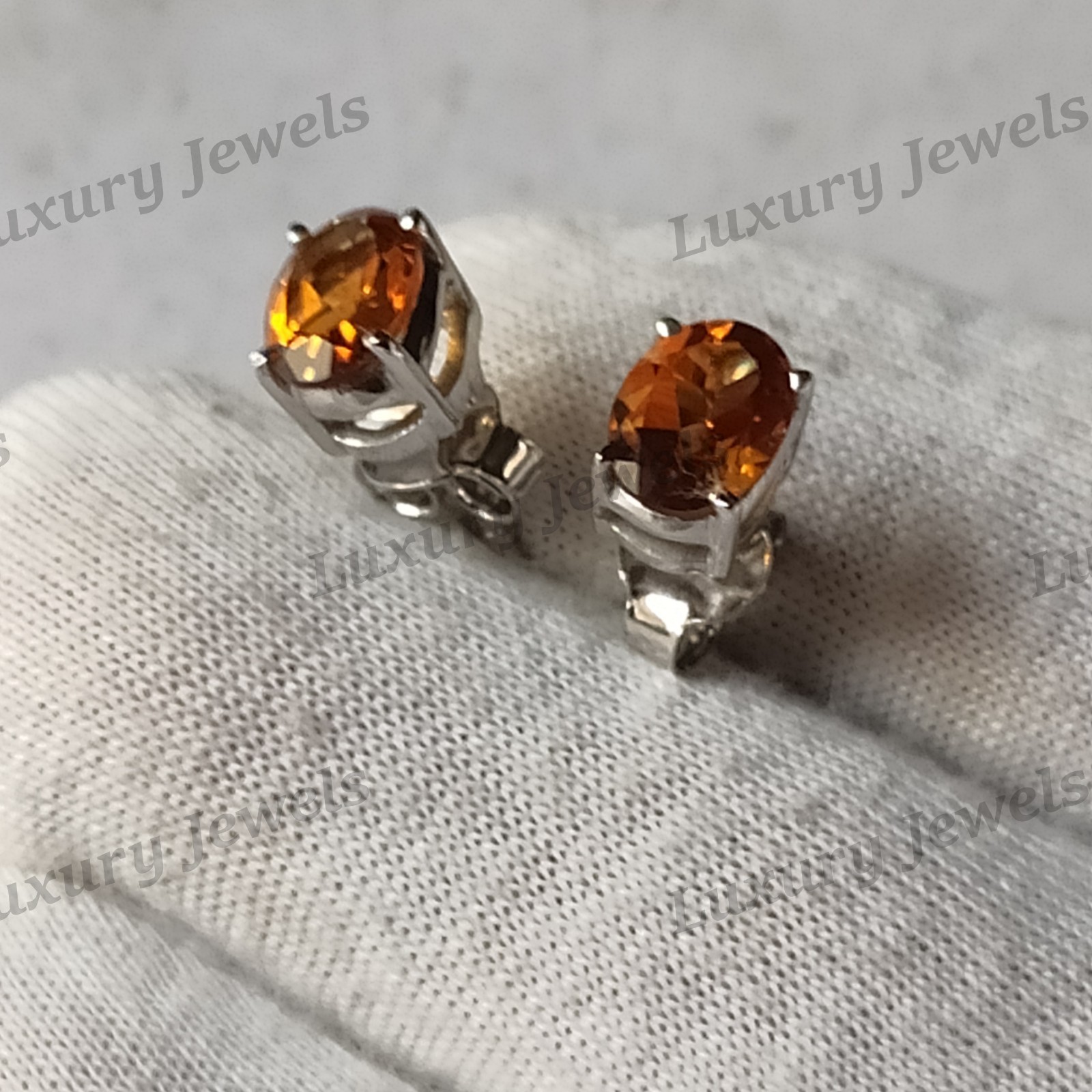 Brandy Citrine 925 Sterling Silver Earrings Natural Gemstone Stud Women