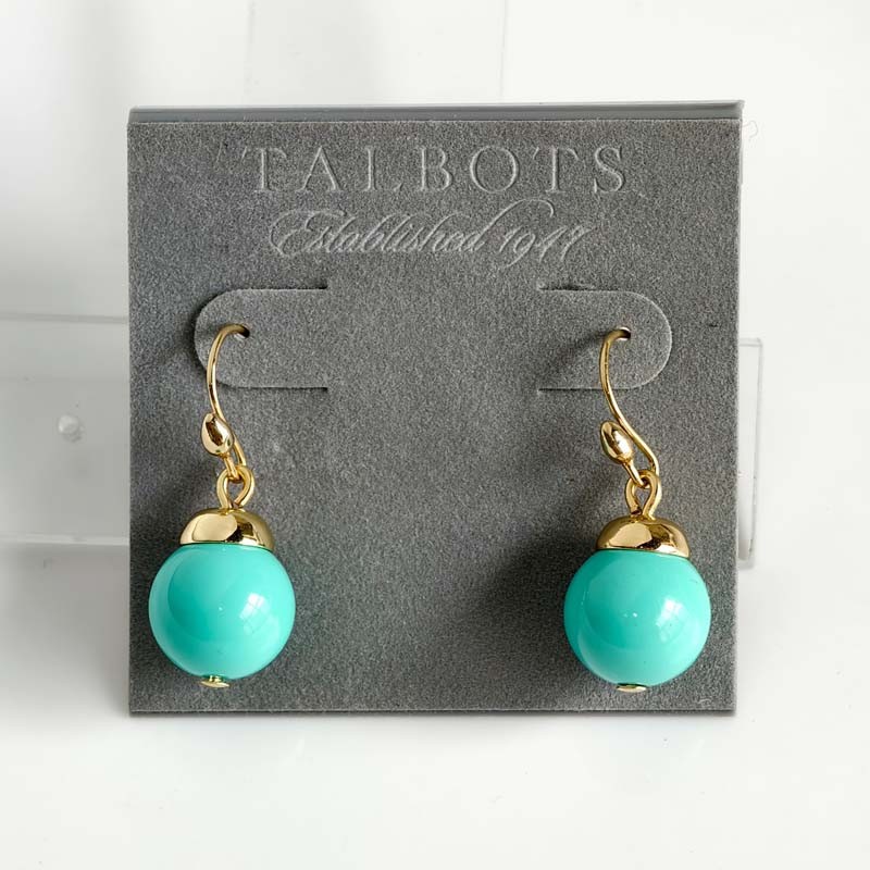 New 33mm Talbots Glass Ball Drop Earrings Gift Chic Women Party Vacation Jewelry