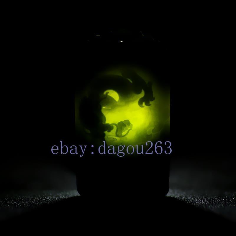 Certified natural Hetian dark green jade single-sided carved dragon pendant