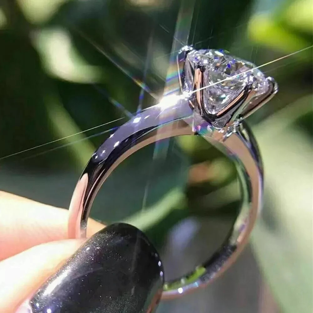 2.50 Ct Treated Round Cut White Diamond Solitaire Ring 925 Silver Certified