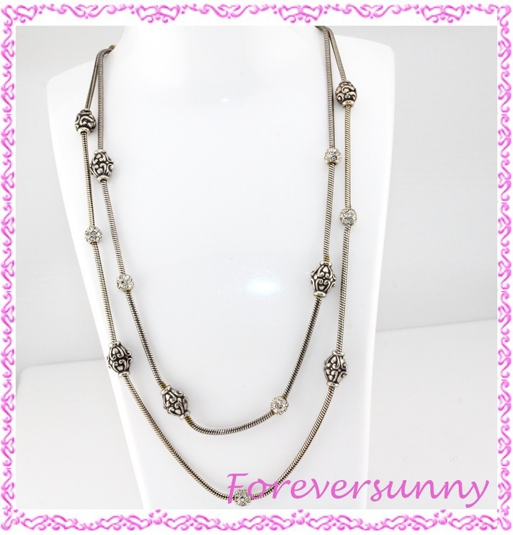 Brighton Full Moon Layered Silver Crystal Necklace