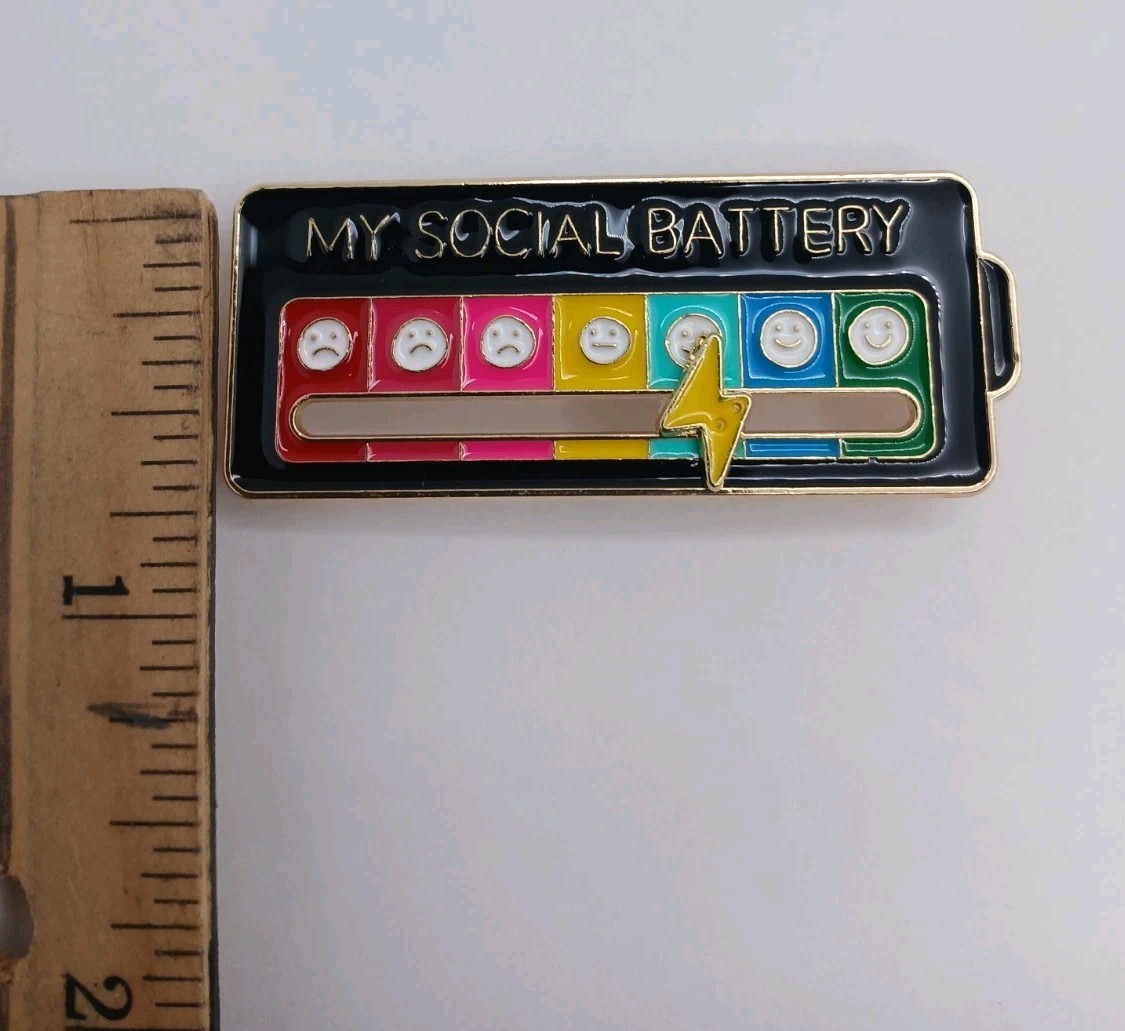 Social Battery Slider Pin Set 2 Interactive Mood Tracker Funny Introvert Gift