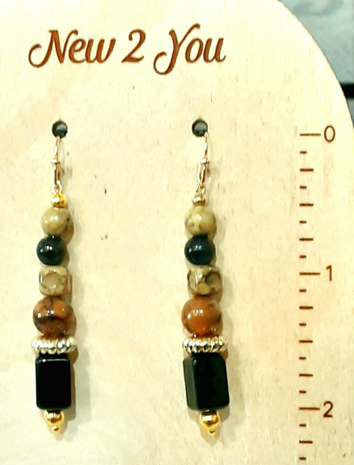 STELLA and DOT 🧿 Stunning 2 Strand Brown Tones 11″L Necklace + 2″L Earrings Ap5