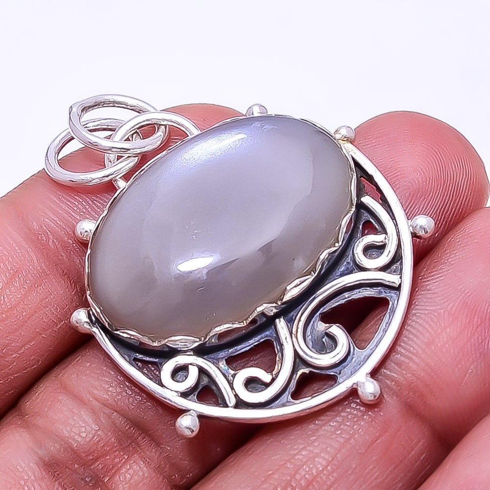 Natural Moonstone – Sri Lanka 925 Sterling Silver Pendant 1.64″ Christmas Gift