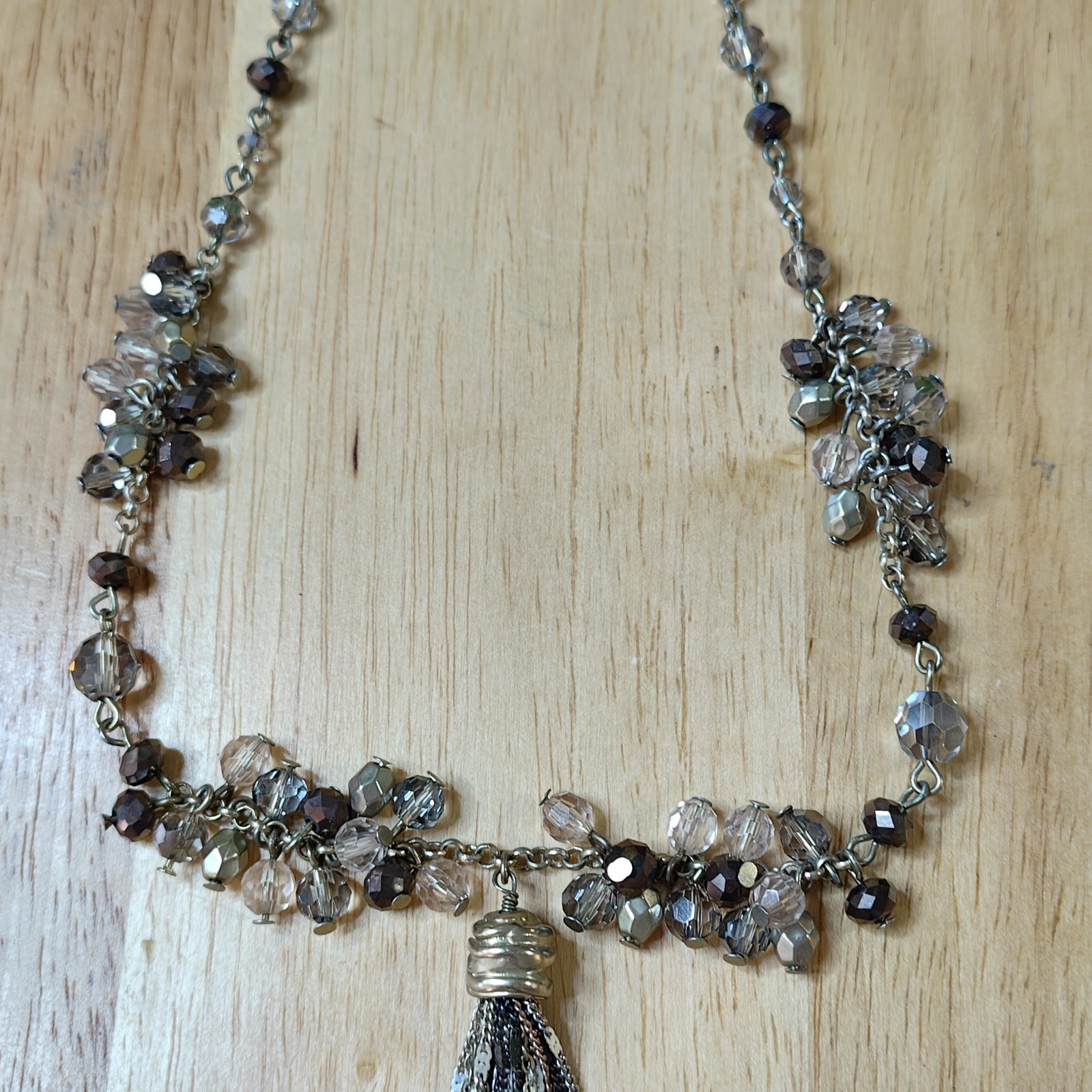 White House Black Market Fashion Necklace w/ Tassle Multi-chain Pendant 24-26″