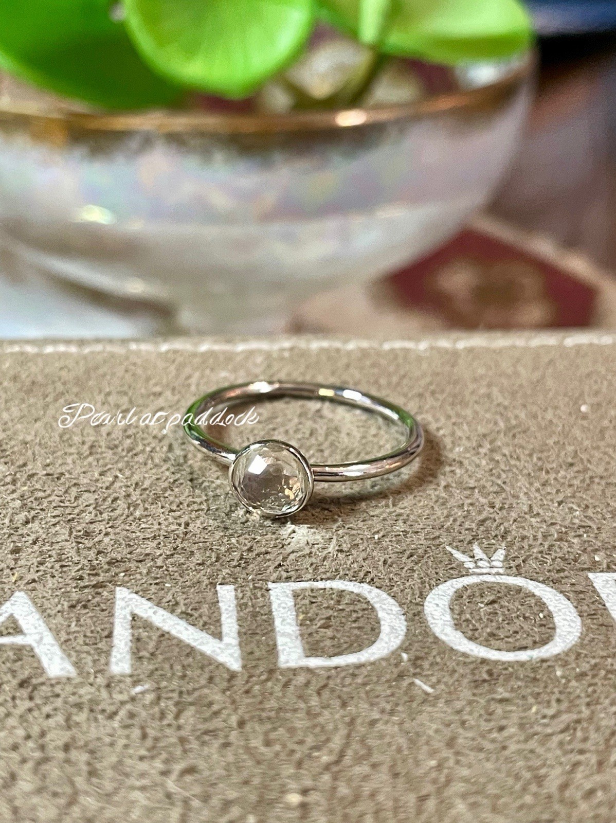 Pandora April Crystal Birthstone Ring In Gift Box 52 / Size 6 April Birthday
