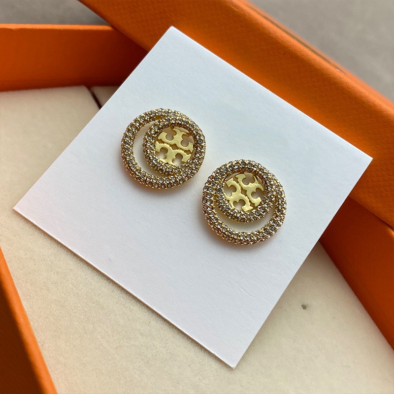 Gold Jewelry Set – Tory Burch Circle Pave Necklace and Earrings