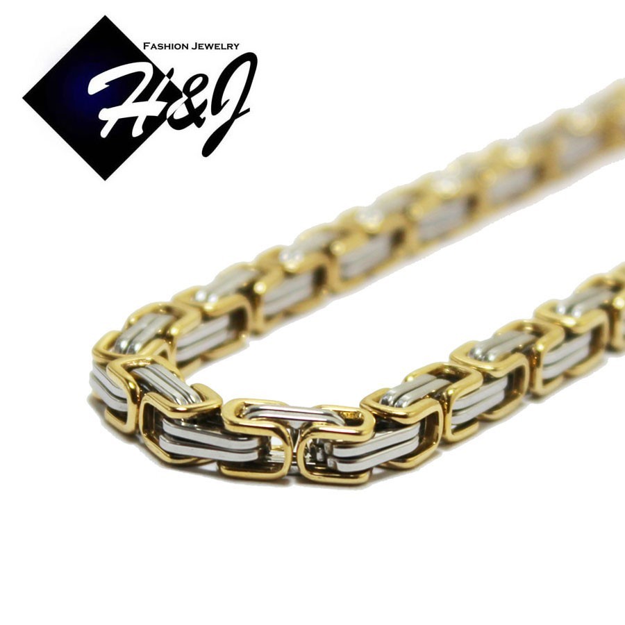 24″MEN Stainless Steel 4mm Silver/Gold Plated Box Link Chain CZ Cross Pendant*S7