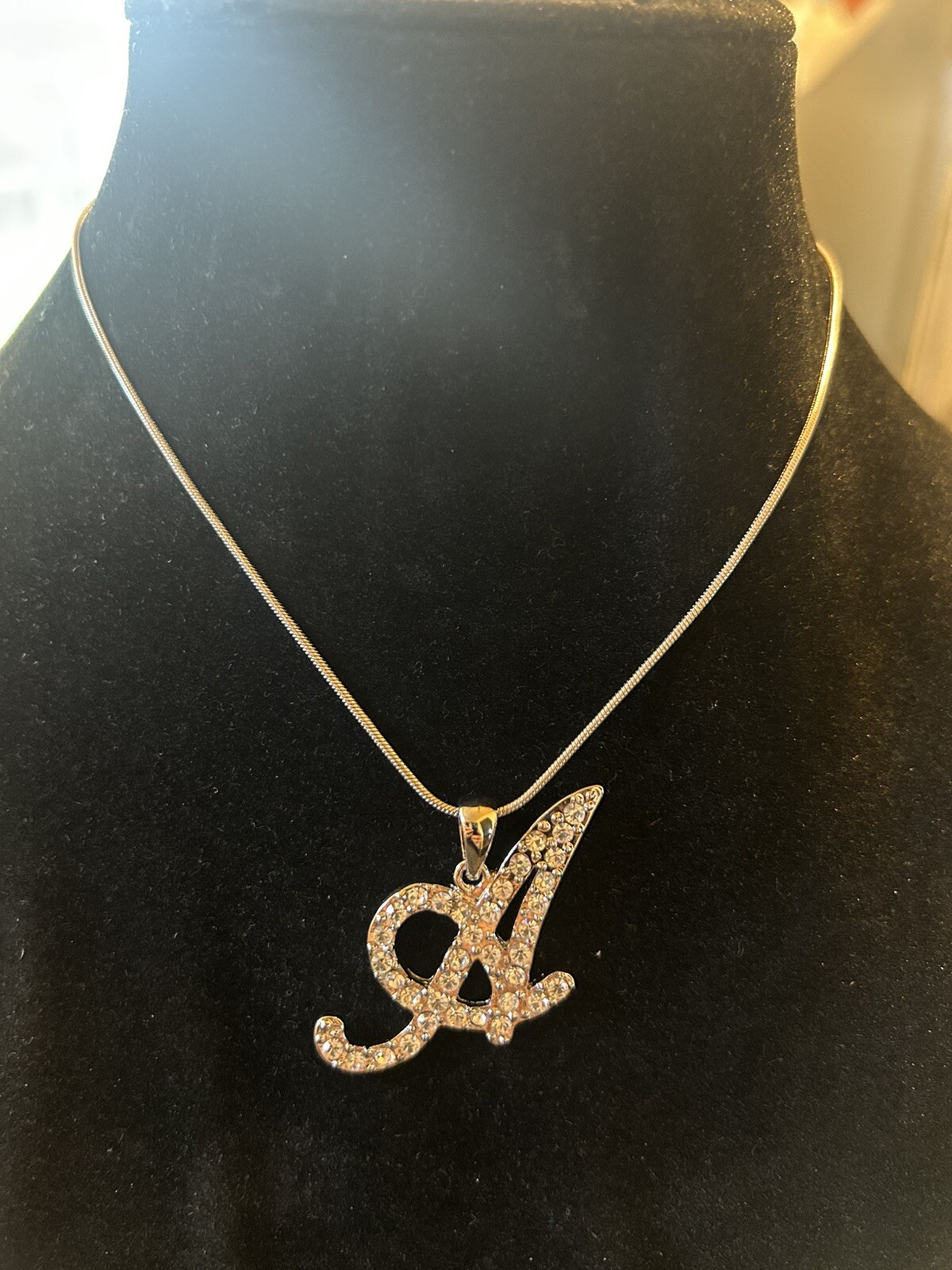 SILVER PLATED 3D INITIAL LETTER “A” Necklace,16 Inches Long, Pendant 1 3/4 X 1
