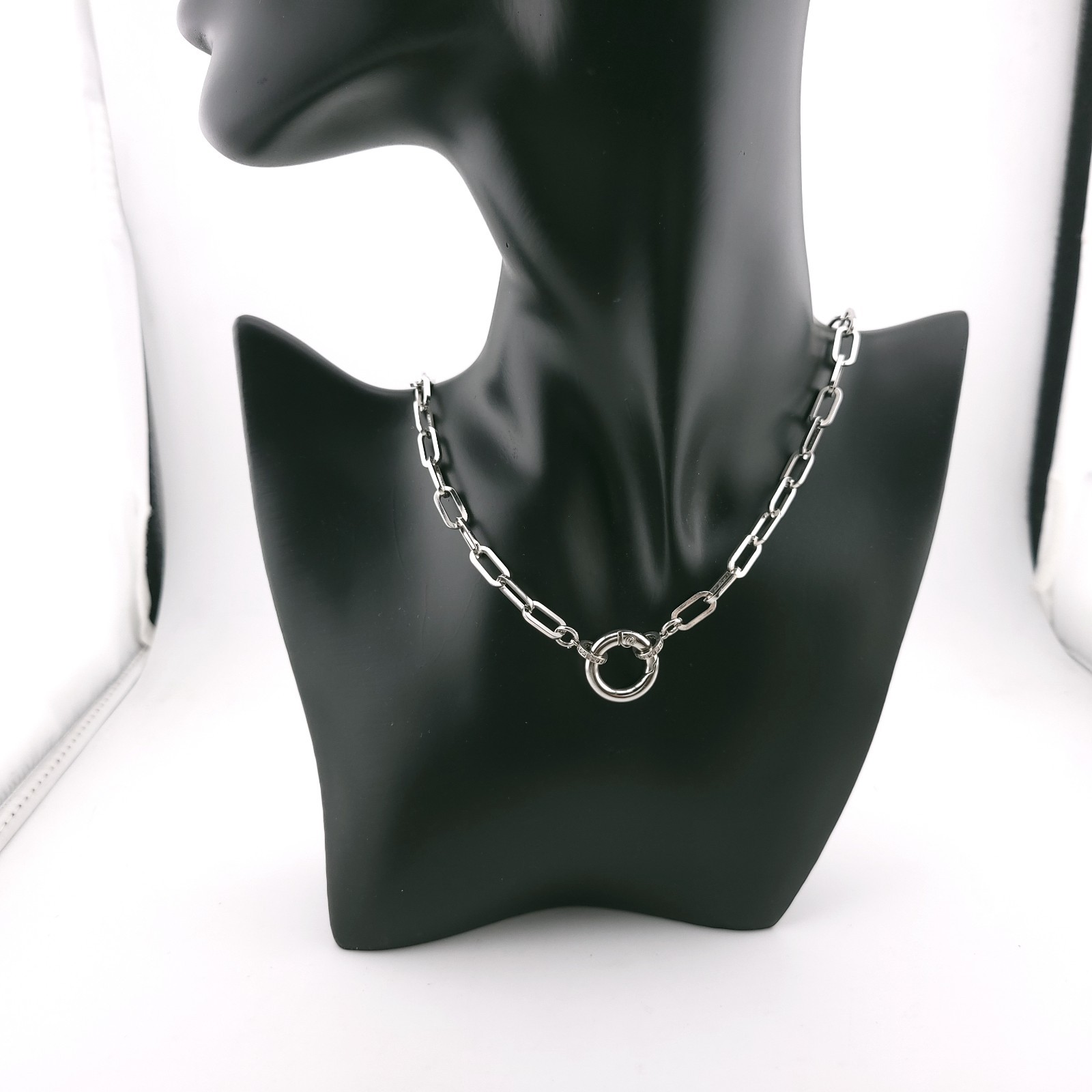 Nickle Plated 925 Sterling Silver Pendant Paper Clip 5.8’mm Chain Necklace
