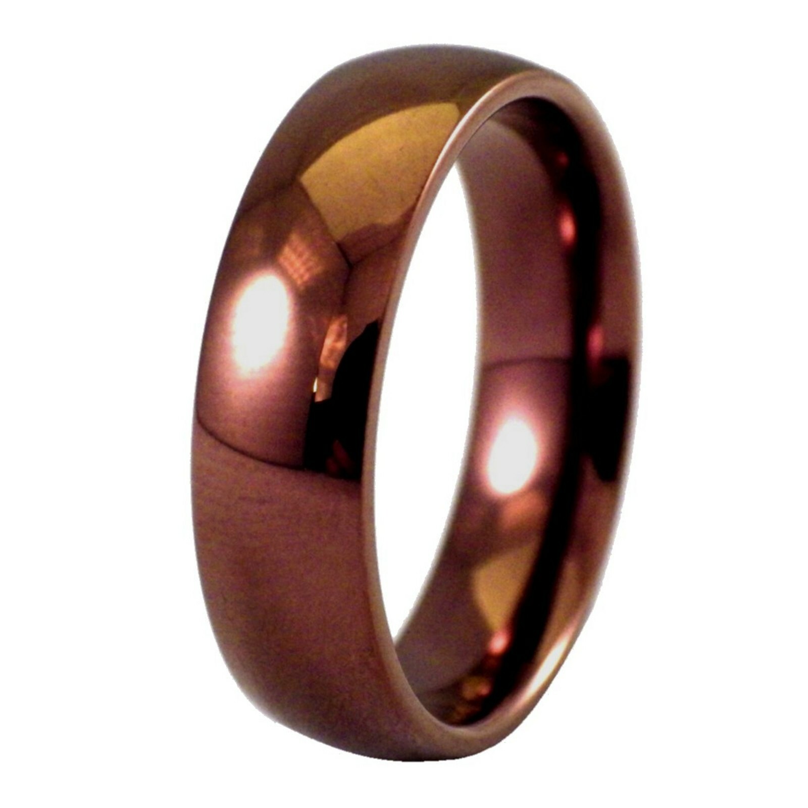 Coffee Ring Mens Womens Copper Color Stainless Steel 4mm Minimalist Wedding Band