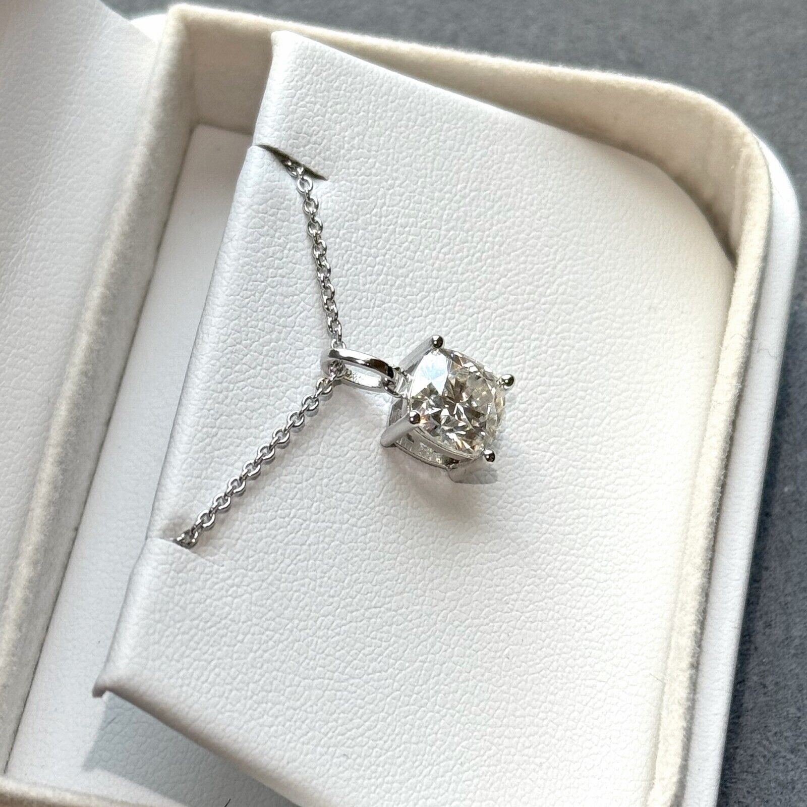 Cushion Cut Moissanite Solitaire Pendant with Necklace – 925 Silver or 14k Gold