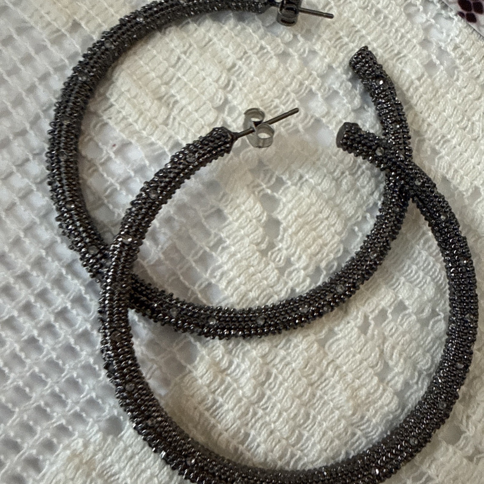 Fashion Earrings Lot Boho Fringe Texture Hoops Teal Acrylic Metal Rectangle 4 Pr