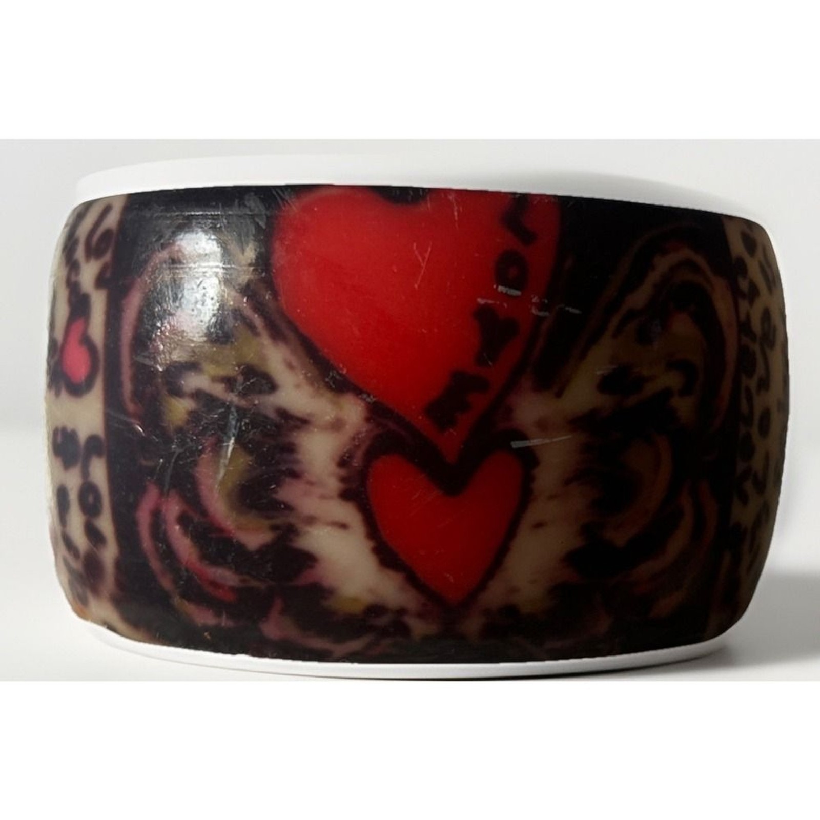 Fun Chunky Bracelet Y2K 2000s Red White Black Hearts Graffiti Love