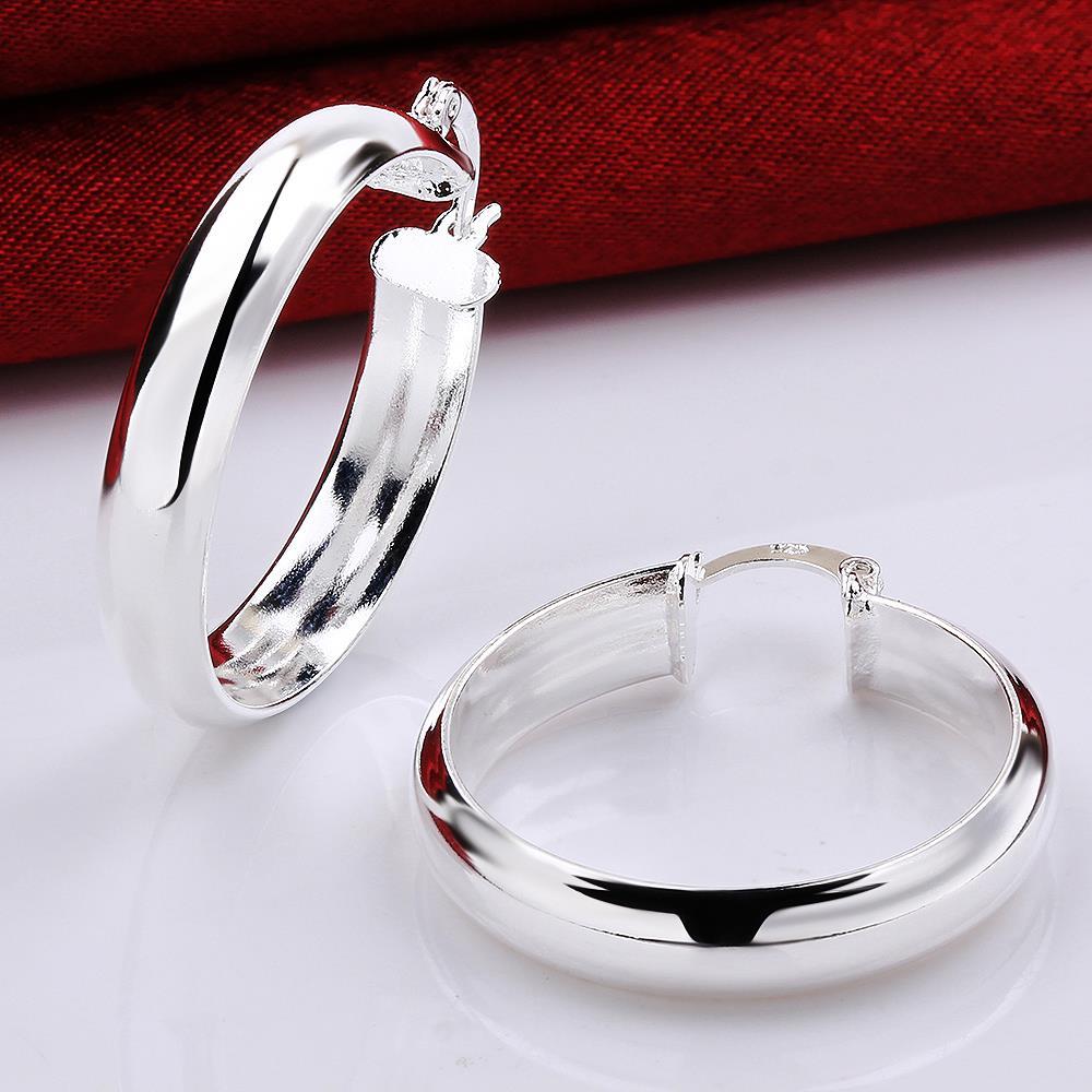 Women’s 925 Sterling Silver Medium 34mm Round Hoop Light Weight Earrings