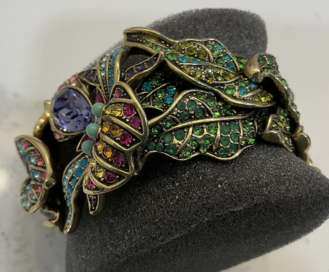 Heidi Daus GLORIOUS GARDEN Amethyst Multi Crystal Floral Cuff Bracelet