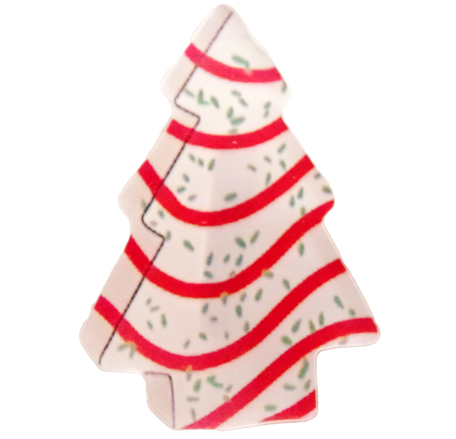 Sweeeet! 1.75″ NWOT LITTLE DEBBIE CHRISTMAS TREE SNACK CAKE ACRYLIC BROOCH PIN