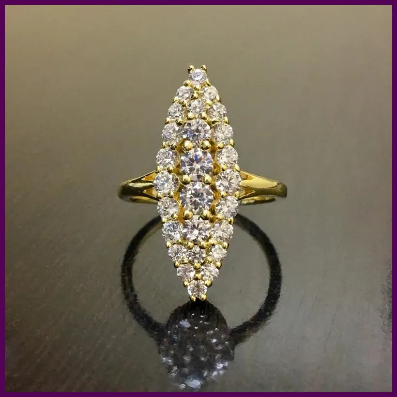 Wedding Rings Fashion Marquise Shaped Gold Color Ring
