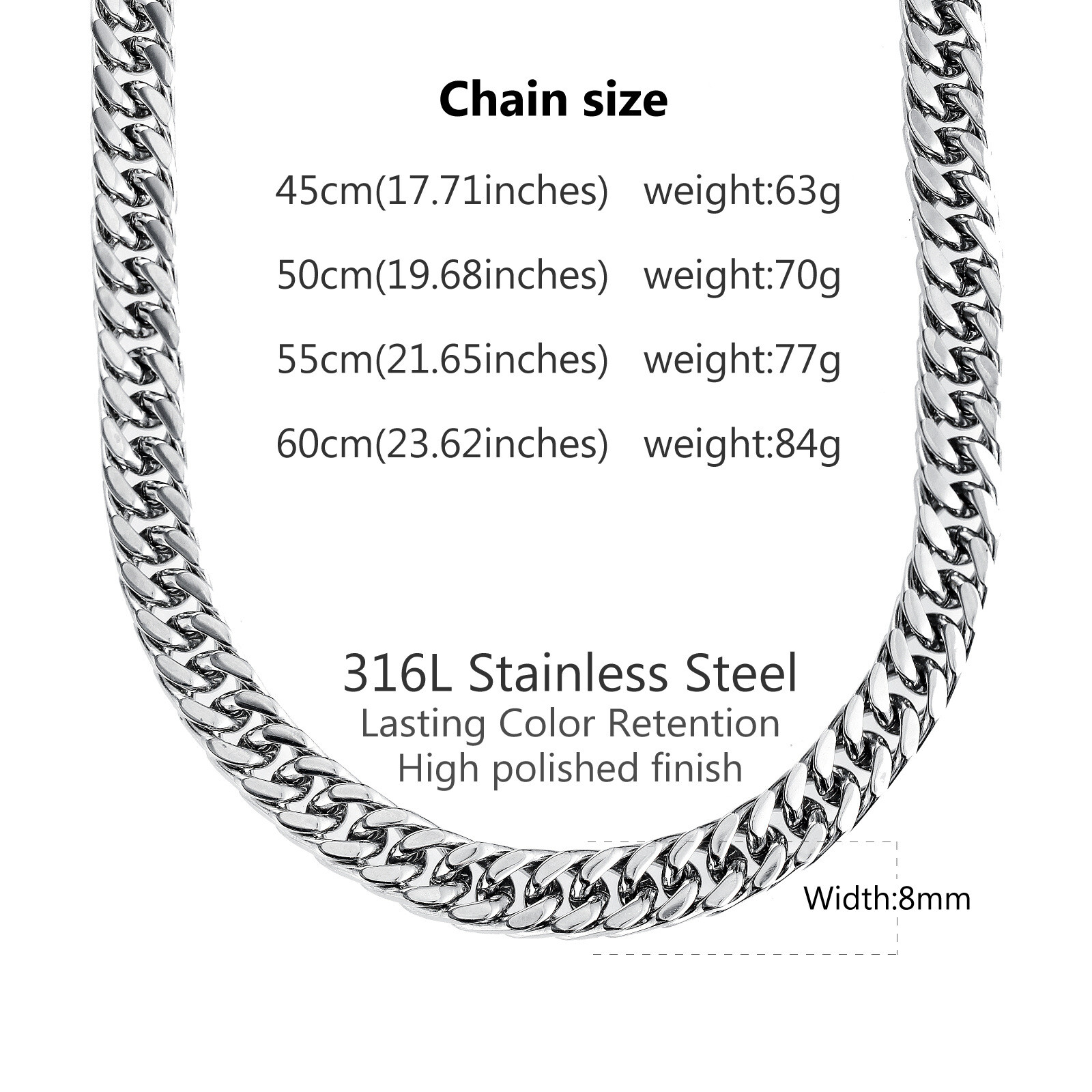 Silver Cool Double cuban Curb Link Chain Necklace For Mens Jewelry 18-32”