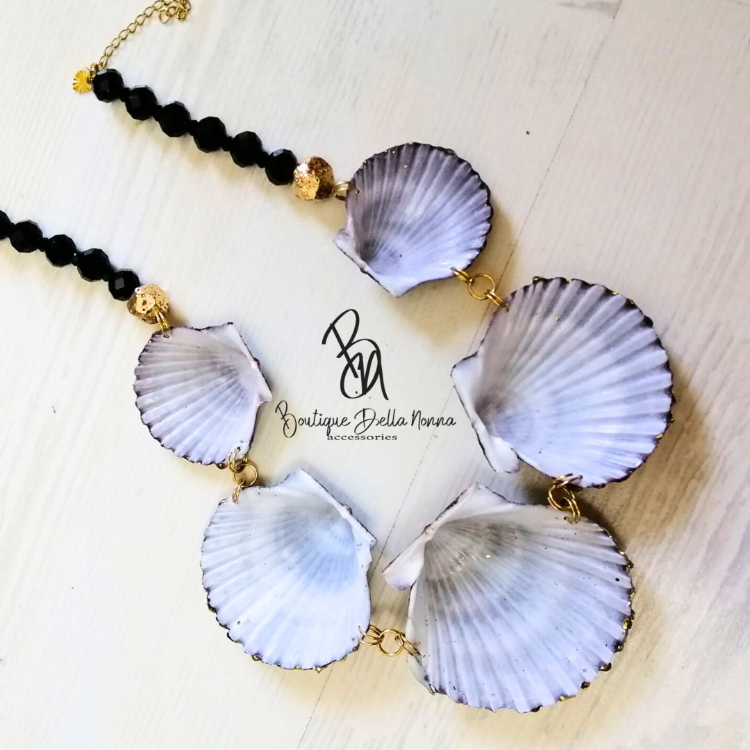unique seashell gold plated necklace