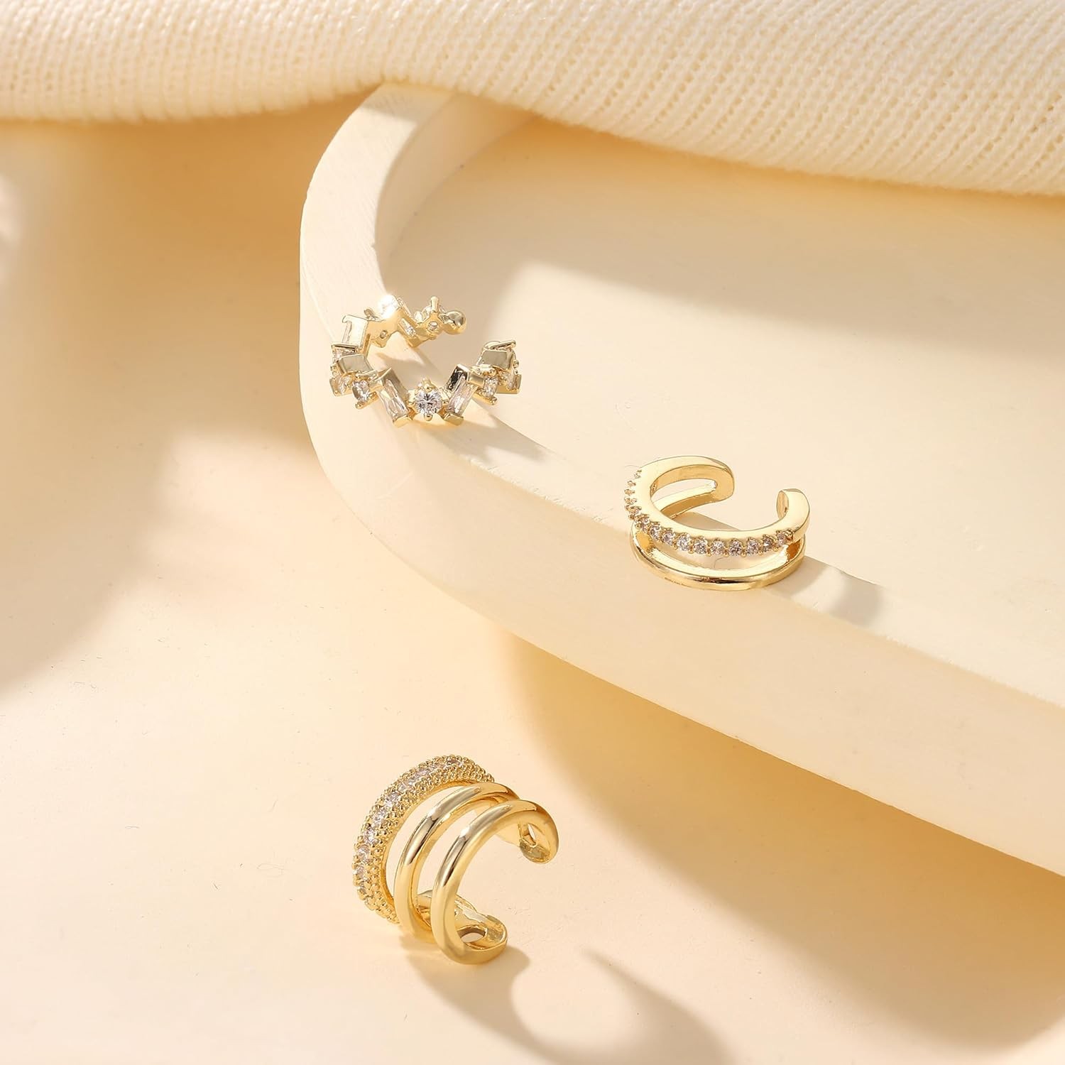 Dochais Ear Cuffs Non-Piercing Earrings for Women Cute Small Clip-On Cartilage E