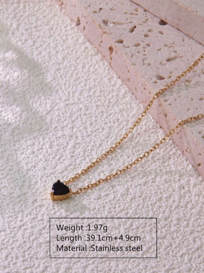 Necklace for Women Tiny Crystal Heart Love Pendant Choker Necklace Birthstone US