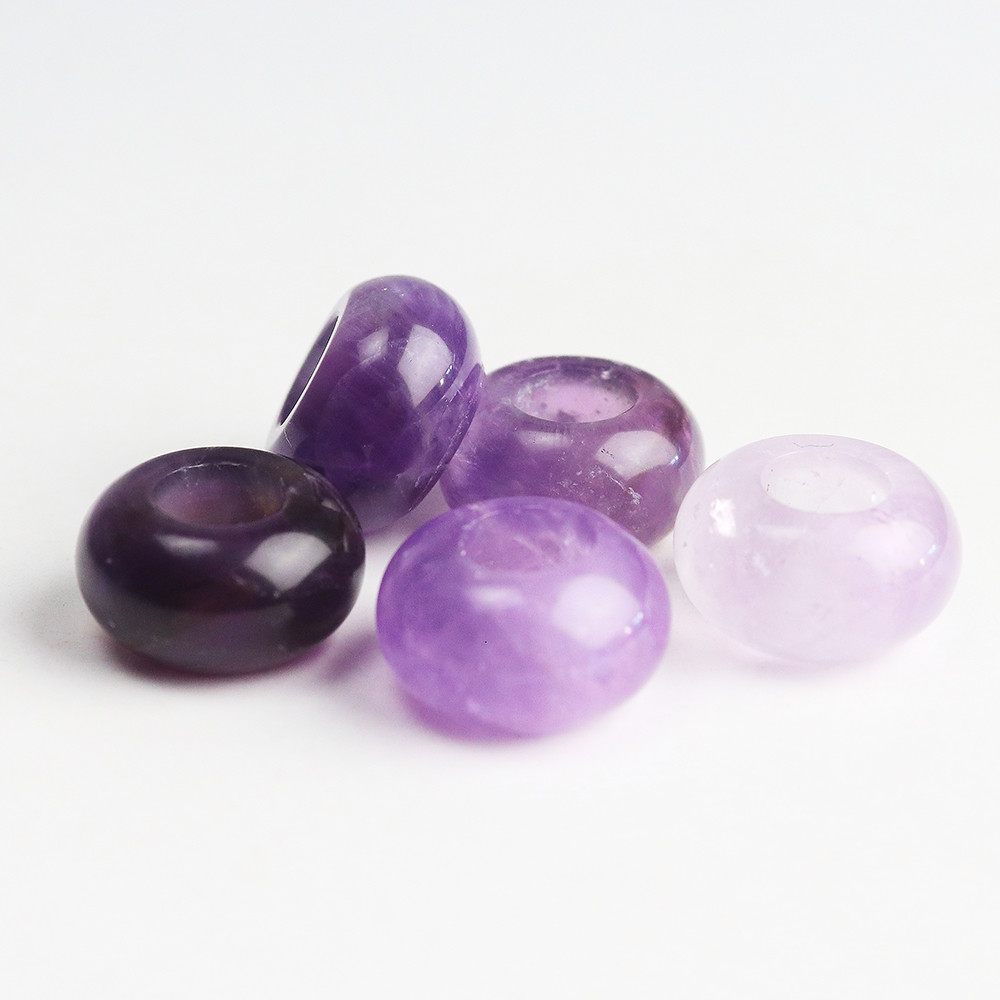 Natural Gemstones Rondelle Spacer Big Hole Charm Beads for European Bracelet New