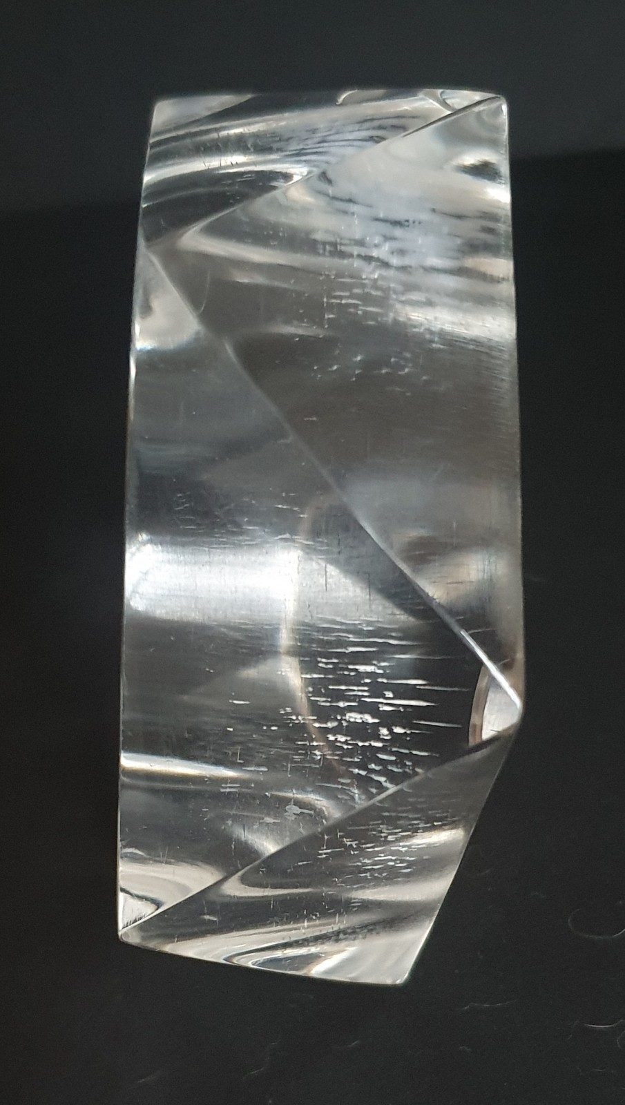 Vintage 1980s Marion Godart Bangle Bracelet Large Chunky Clear Lucite Pentagon