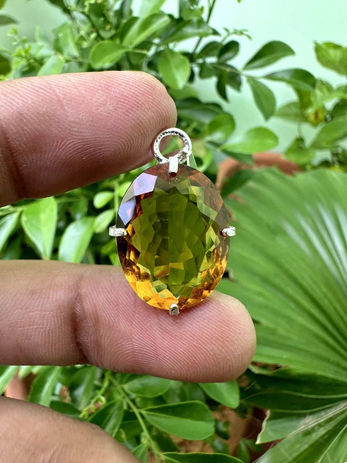 Natural Citrine 925 Solid Silver Pendant Natural 22 CT Certified Loose Gemstone