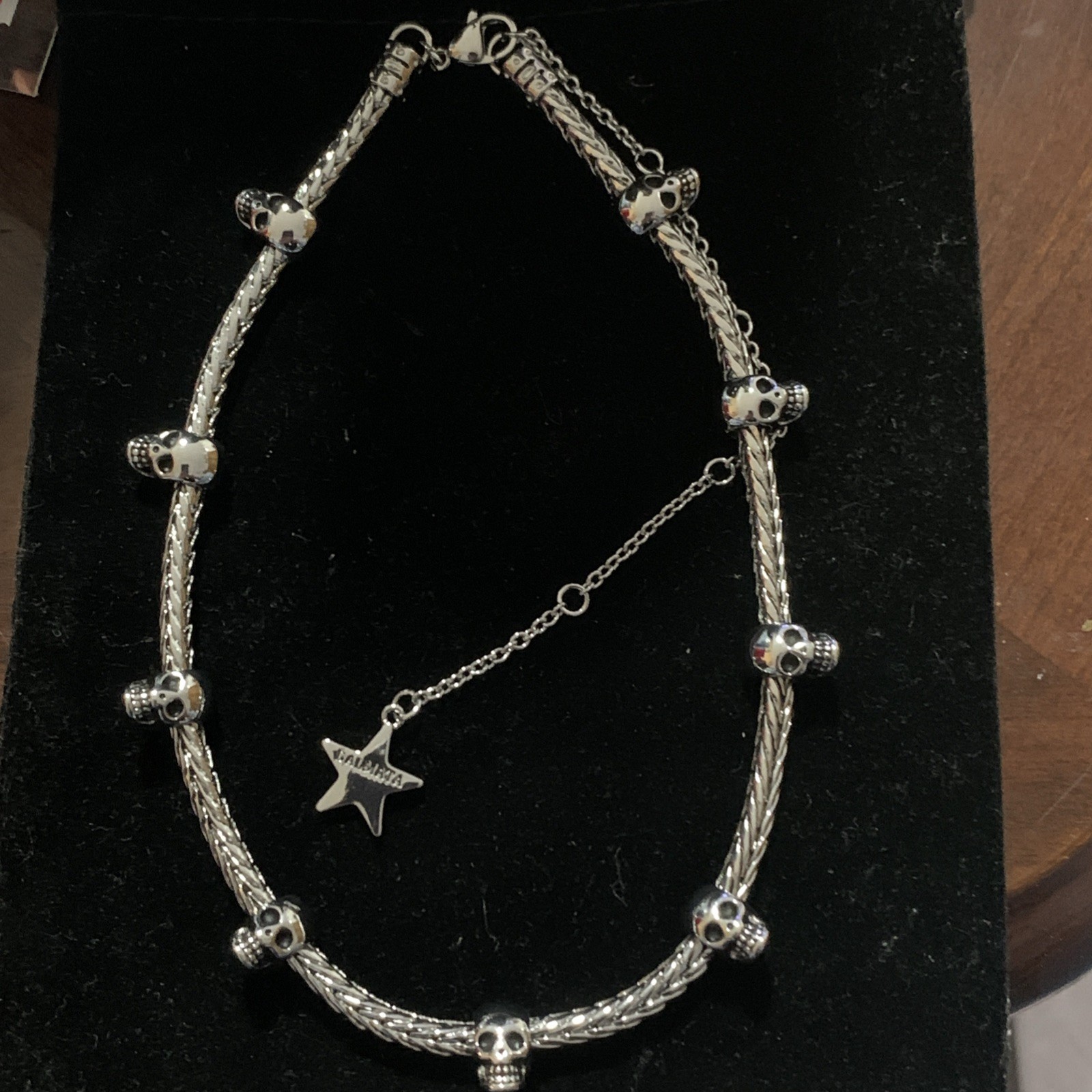 Dalmata Brand Skull Silver Tone Choker