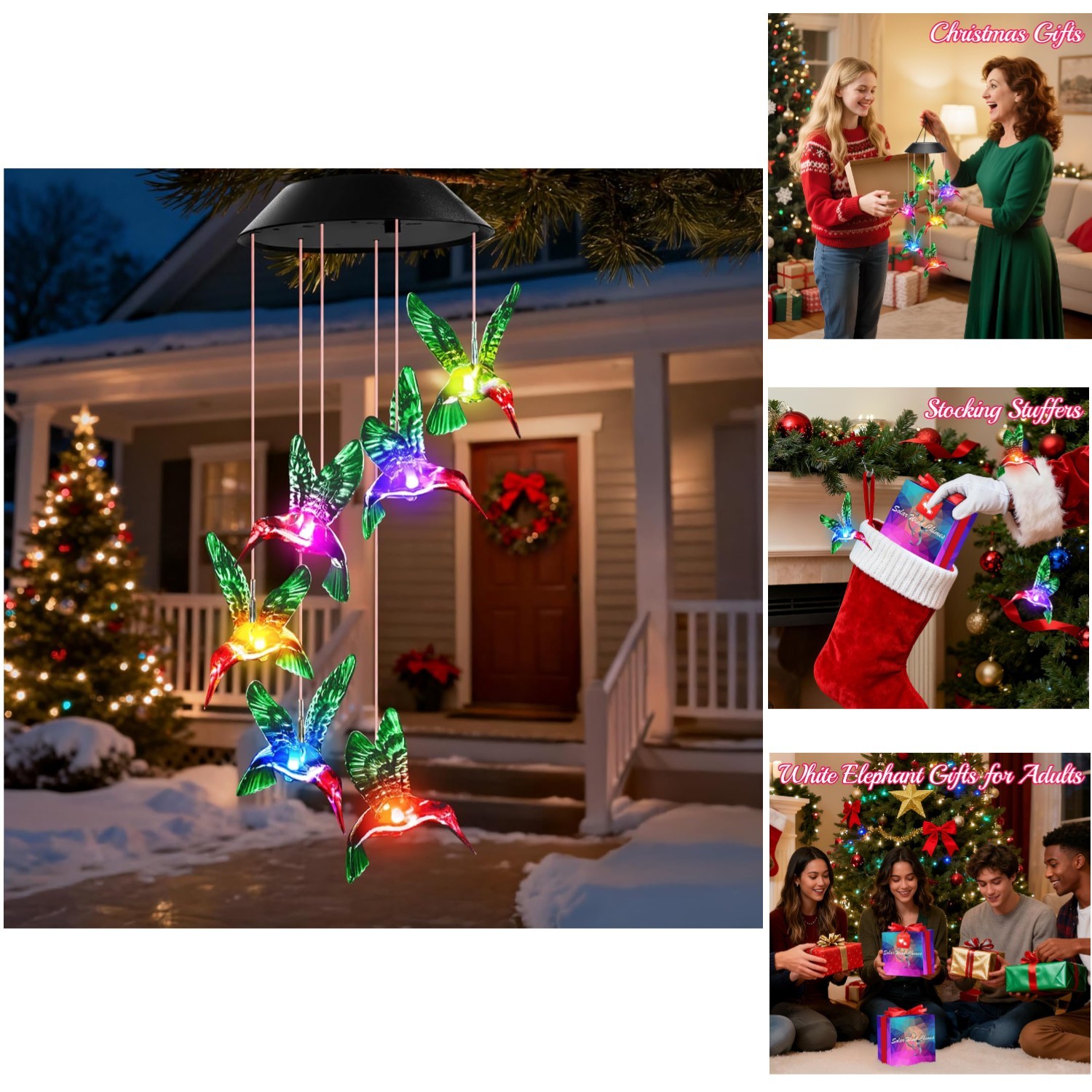 Elegant Color-Changing Hummingbird Wind Chimes – Ideal Gift for Any Occasion